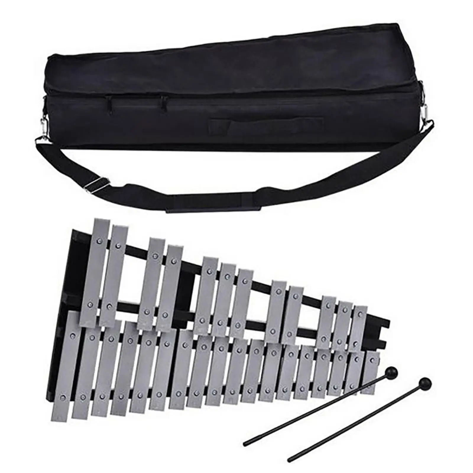 Metal 32 Note Glockenspiel Xylophone Bell Percussion Instrument Kit and Carrying Bag Includes 2 Mallets for Birthday Gift