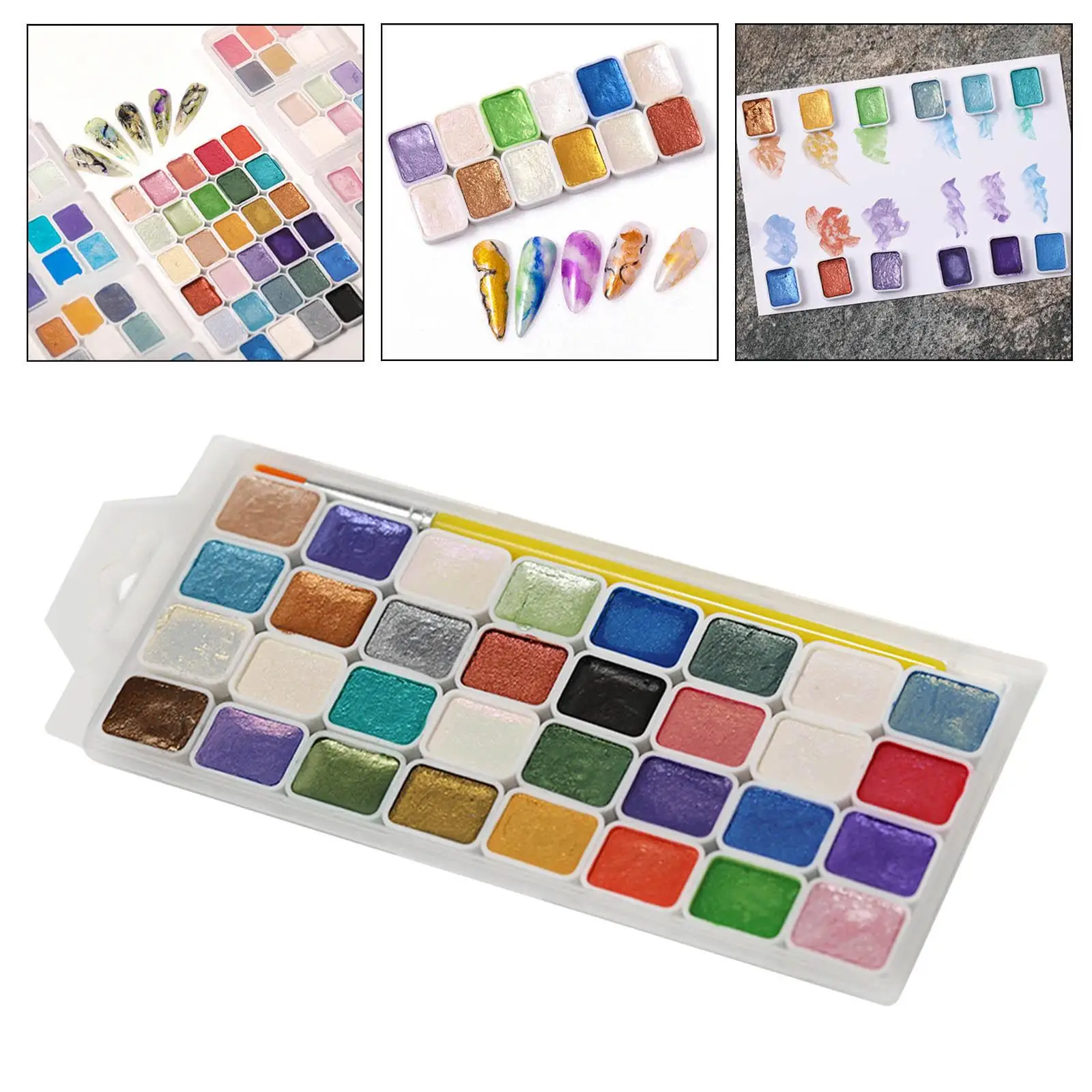 32 Colors Solid Watercolor Painting Palette Gouache Paint Set for Travel Pocket Set