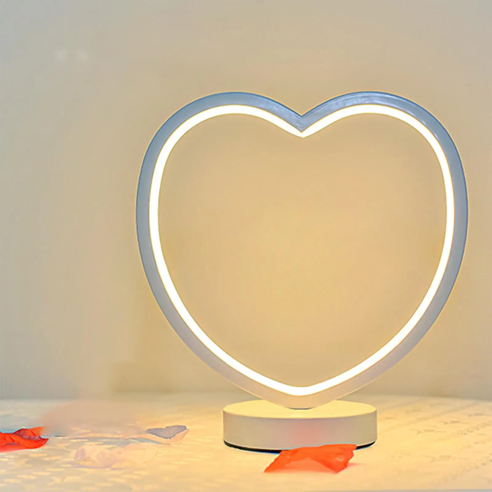 Novelty Heart Shade Table Lamp Desk Light Lampshade Bedside NightStand Lamp Reading Lamp for Room Home Bar Decor