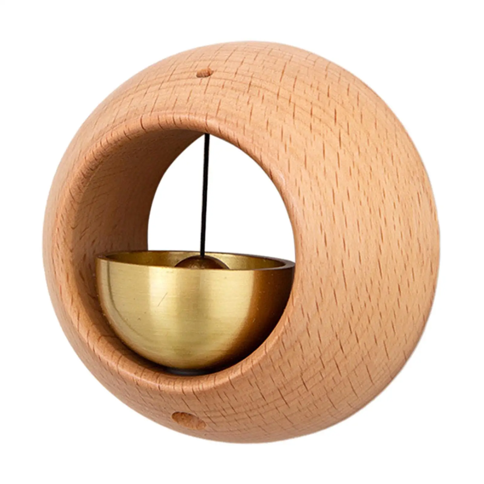 Shopkeepers Bell Welcome Wind Chime Round Small Decorative Wooden Door Bell Doorbell Ornament for Backyard Office Fridge Barn