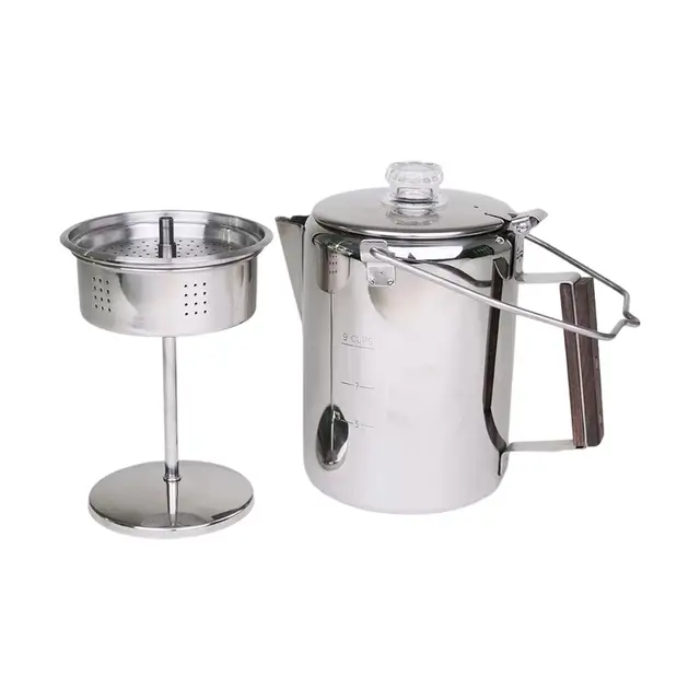 Outdoor Camping Coffee Pot Cup Stainless Steel Percolator Coffee