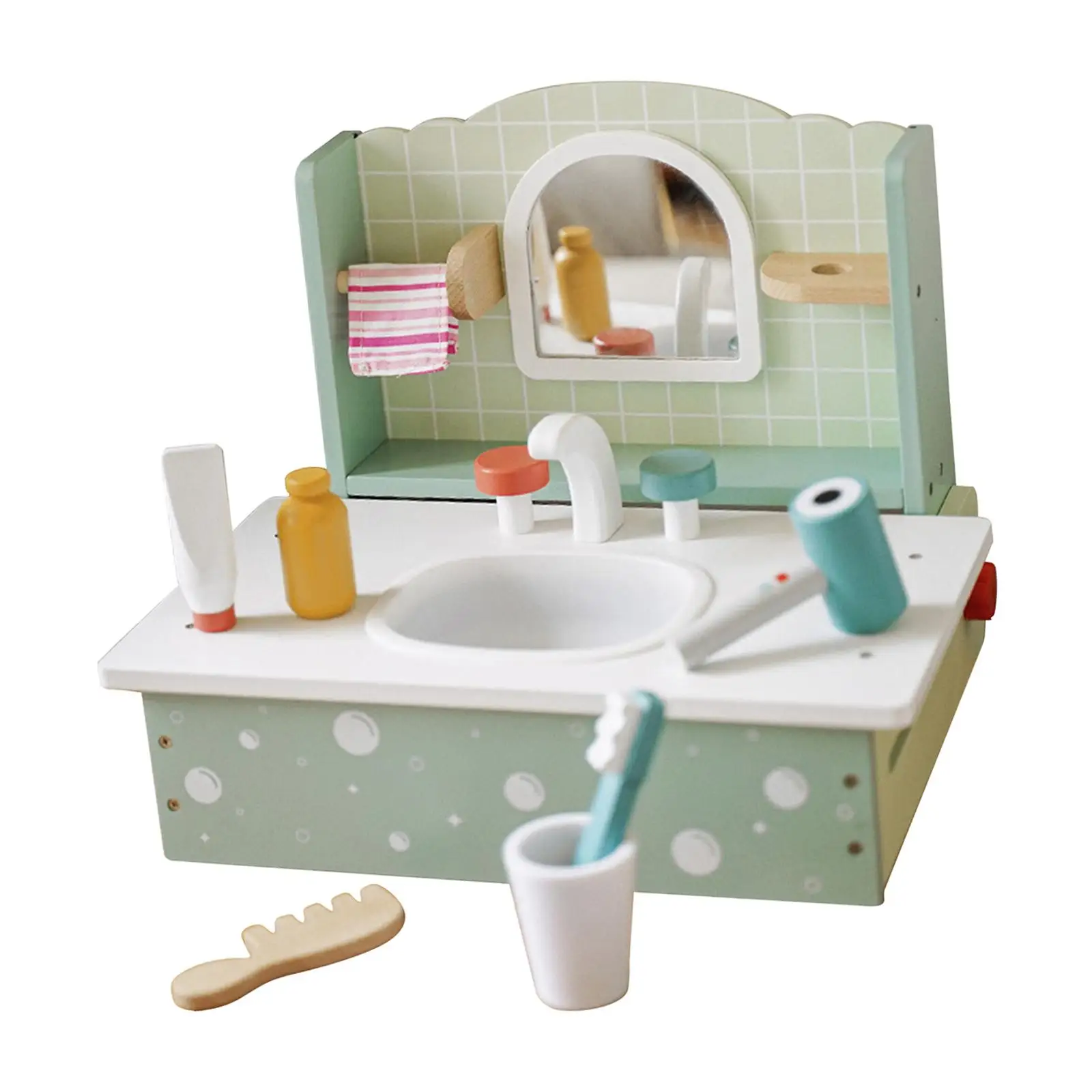 Makeup Beauty Dressing Table Washing Basin Toy Set Table Dresser Set Playset Kids Makeup Vanity Toy for Children Birthday Gifts