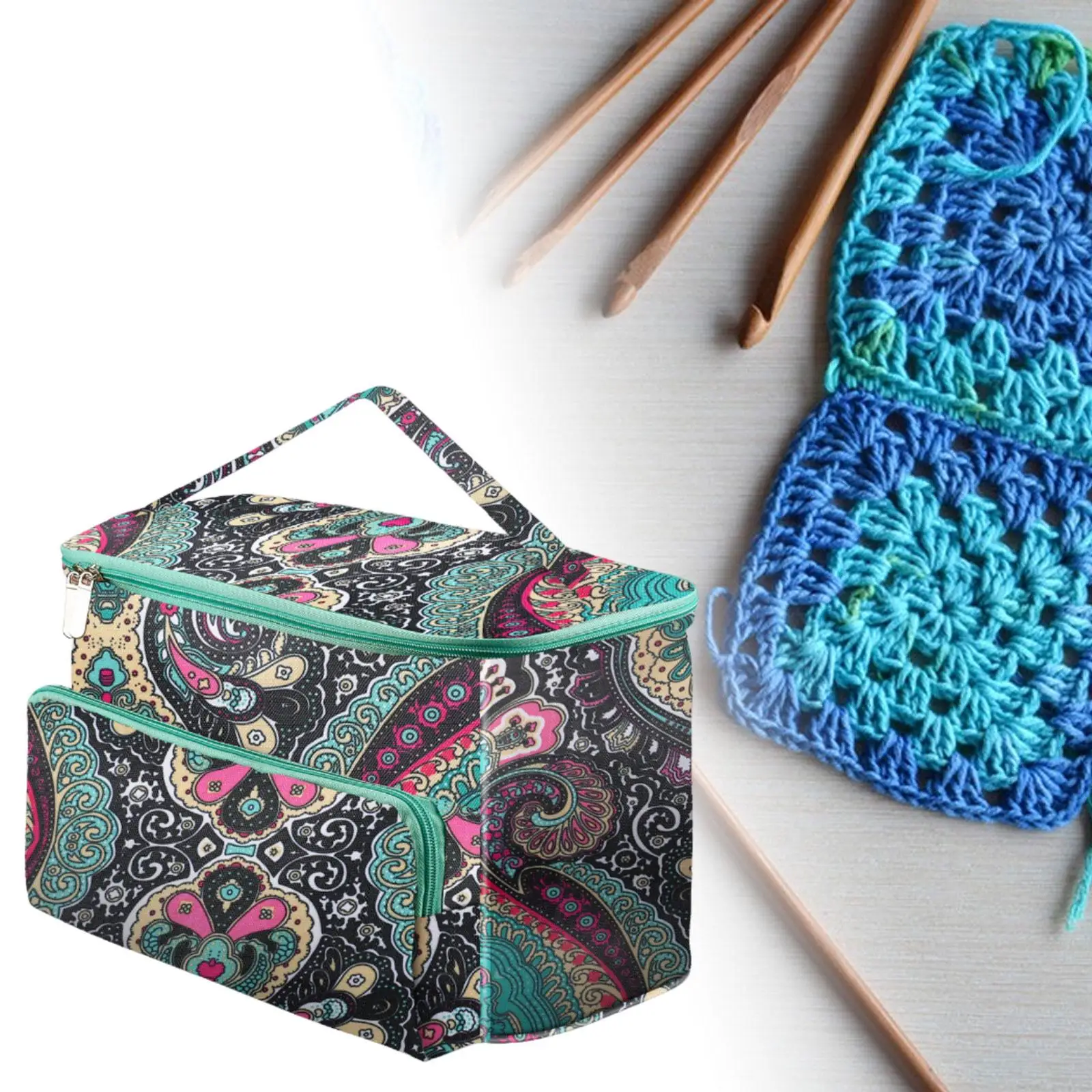 Yarn Storage Tote Bag Portable for Traveling Large Capacity Lightweight Waterproof Knitting Needle Bag Knitting Bag Crochet Bag