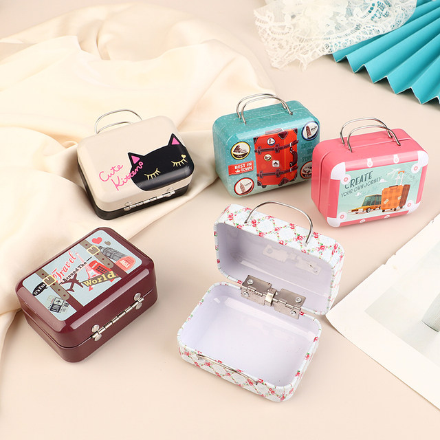 5Pcs Metal Mini Suitcase Candy Boxes Sundries Organizer Storage