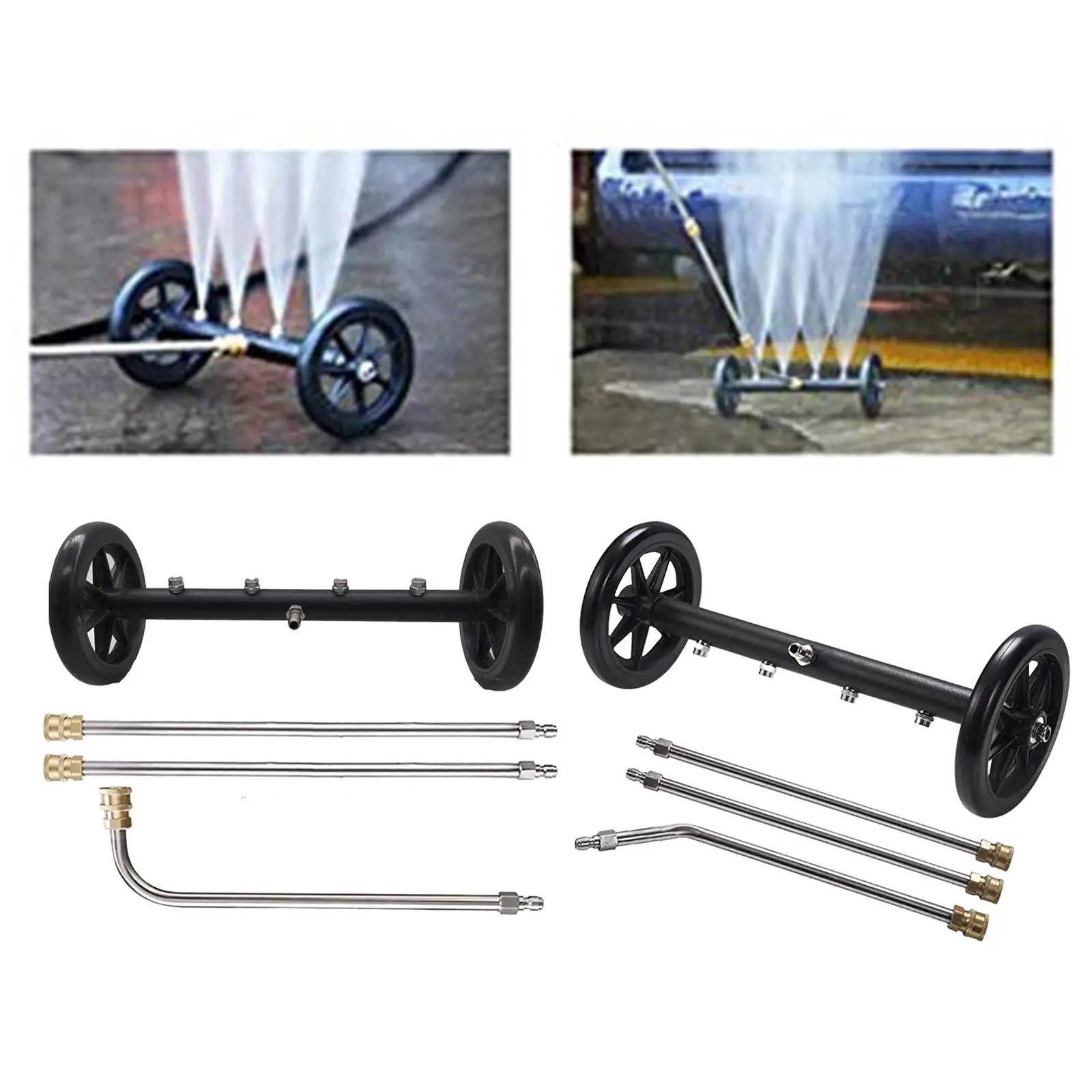 1/4 2 in 1 Power Washer Accessories Undercarriage Cleaning Kit with Extension Wand Vehicle Accessories Underbody Car Water Broom