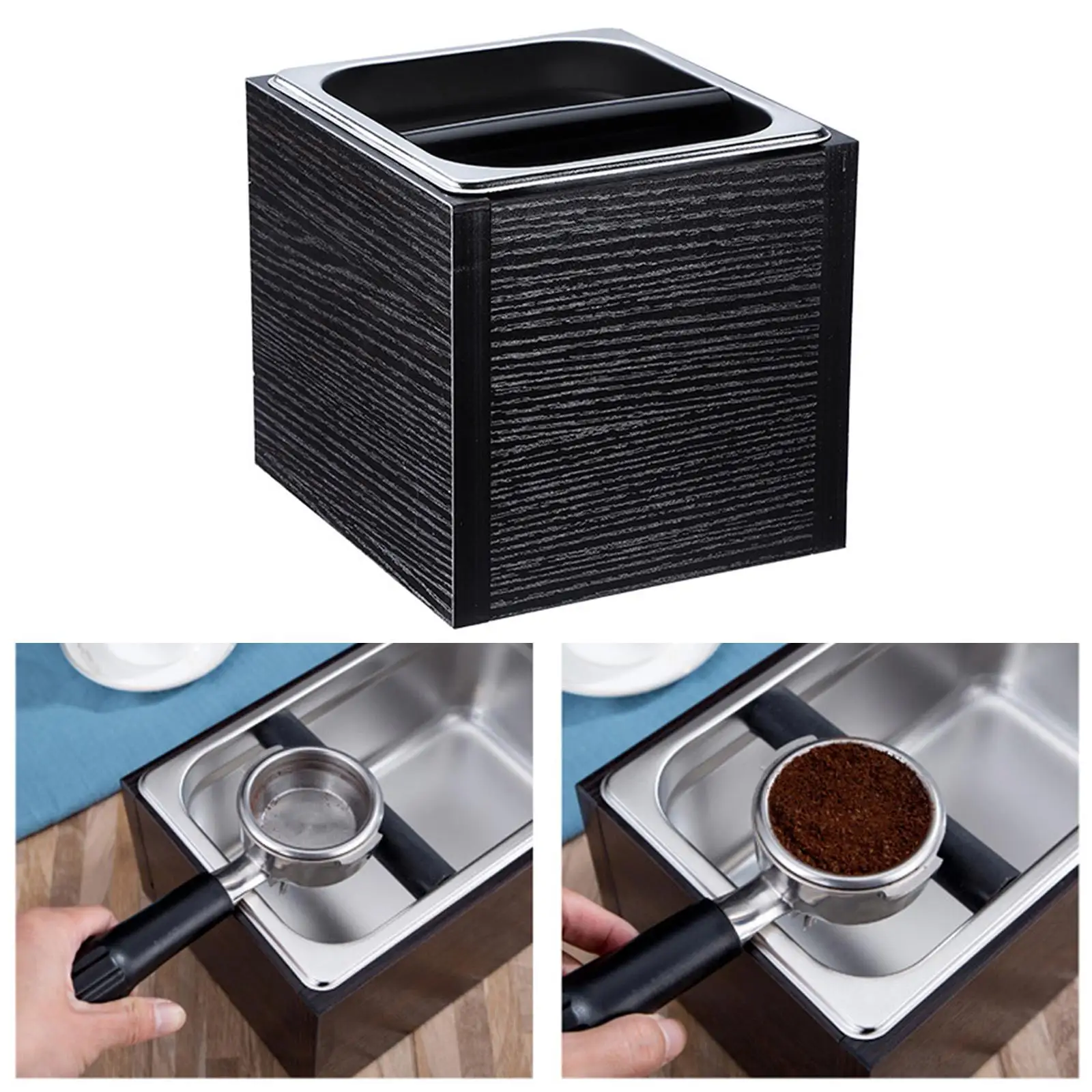 Classic   Compact Built-in Coffee Ground Knock Container Durable Wood Trash Can Grind Waste Bin Espresso Grind Knock 