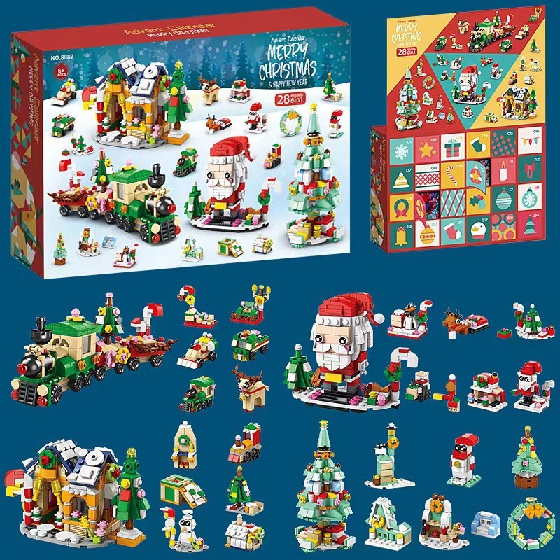 Description Picture 2 of item24Days Christmas Advent Calendar Building Blocks Box DIY Nutcracker Santa Claus Bricks for Kid Christmas Gift Countdown Calendar