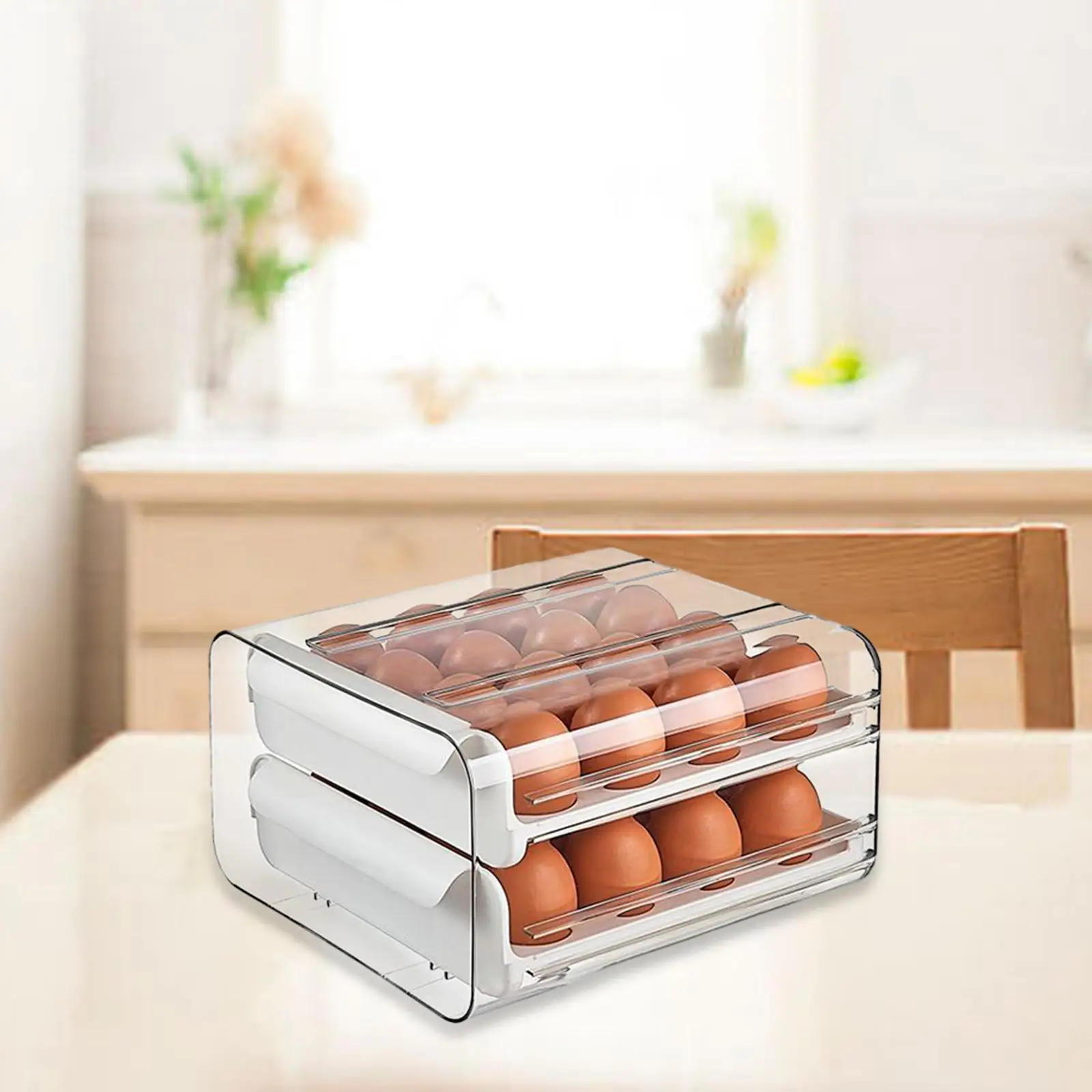 Eggs Storage Tray 32 Egg Trays Save Space Refrigerator Egg Organizer Double