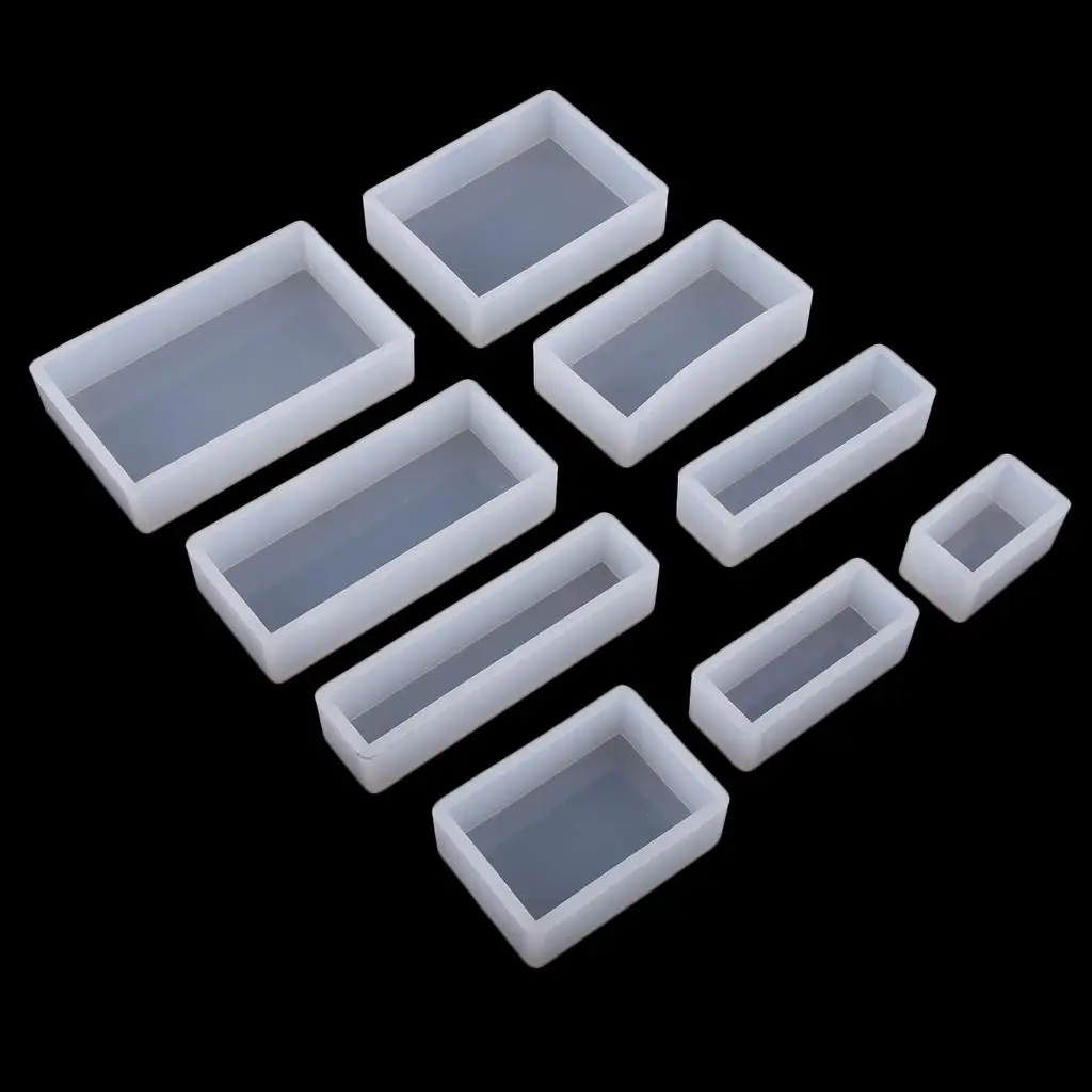 9x Resin Casting   Rectangle Silicone Mould Jewelry DIY Making Mould Tool