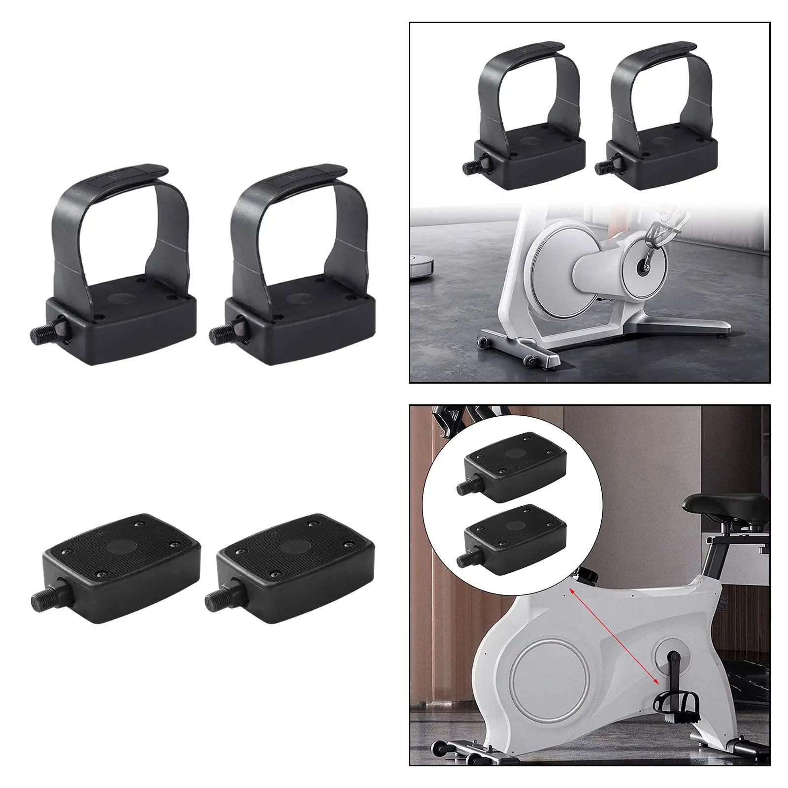 1 Pair Exercise Bike Pedal 1/2`` Home Gym Cycling Parts Replacement Non Slip Bicycle Pedal Platform Pedals Stationary Bike Pedal
