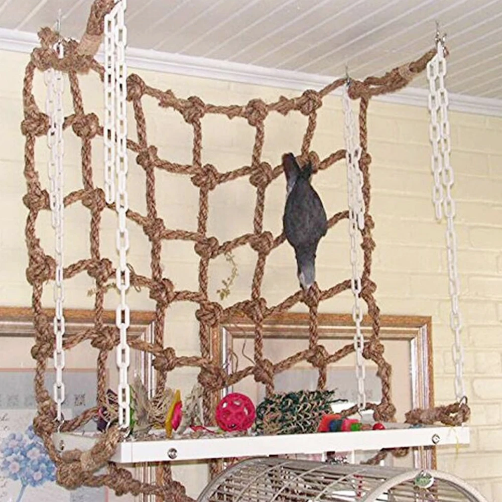 Title 4, Birds Swing Ladder Toys Hemp Rope Net Pet Parro...