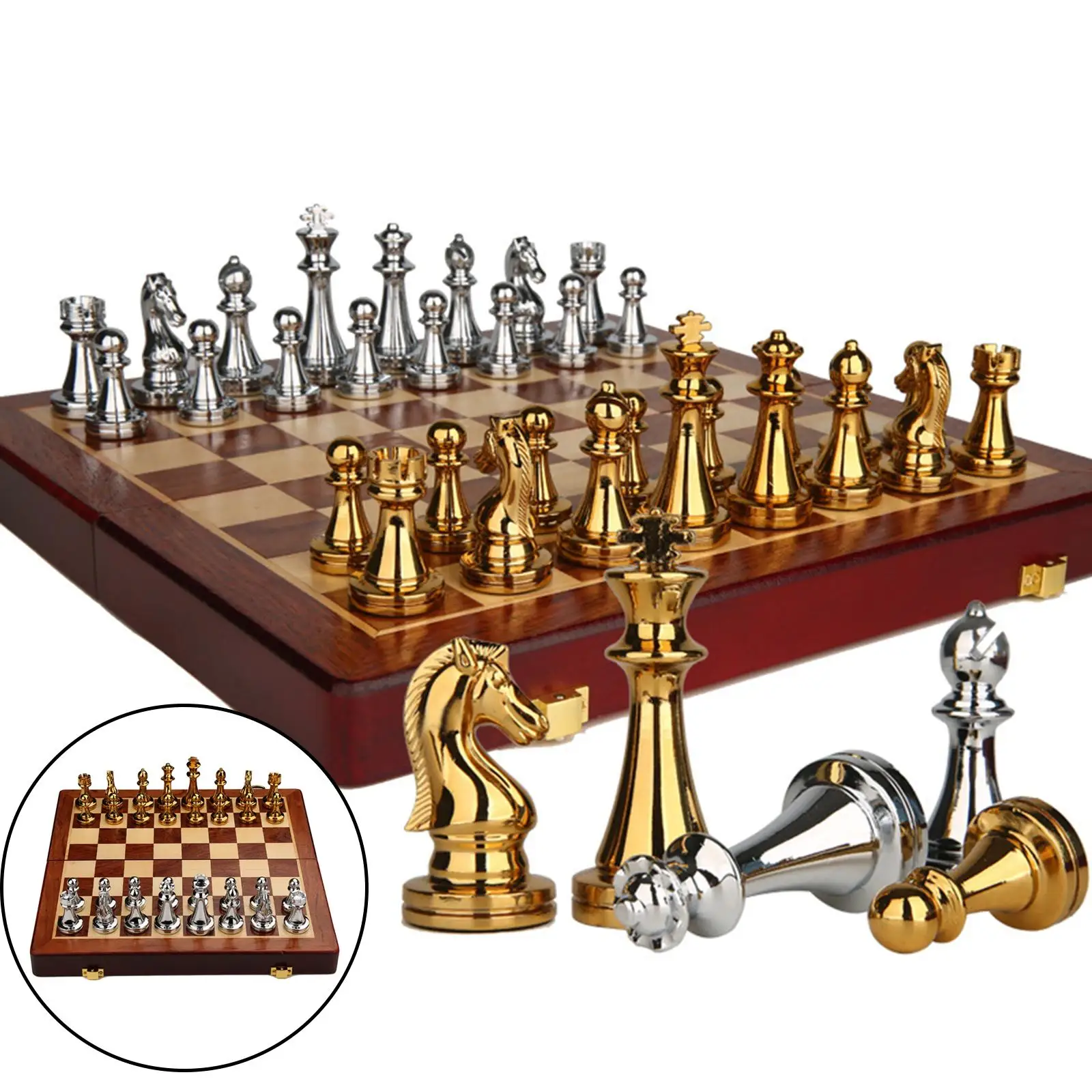 Medieval International Chess Set Premium Texture Magnetic Chess Board High-end Luxury Folding Wooden Chessboard Classic Handmade