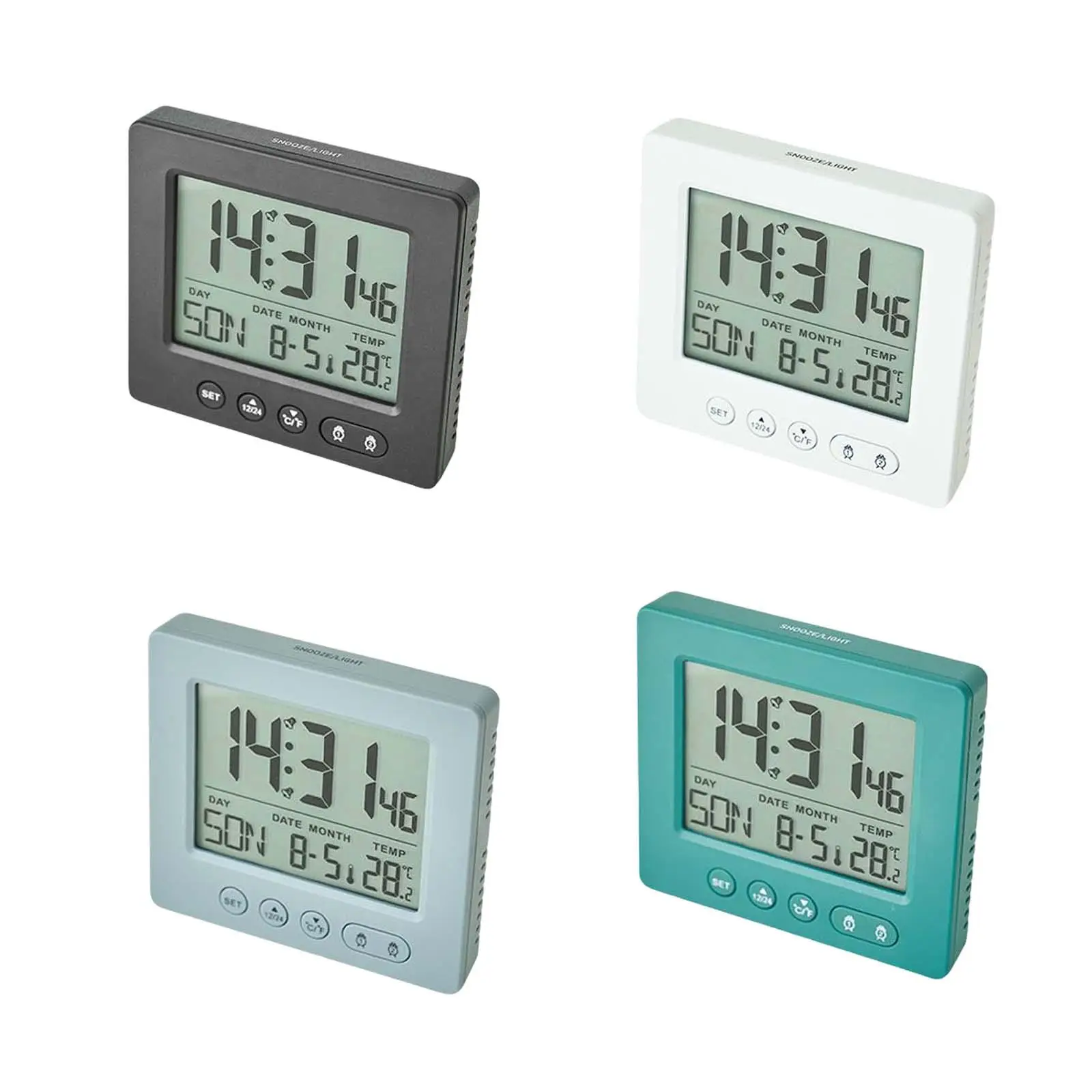 Multifunctional Digital Clock, Modern LCD Night Light Snooze Desktop Clocks for