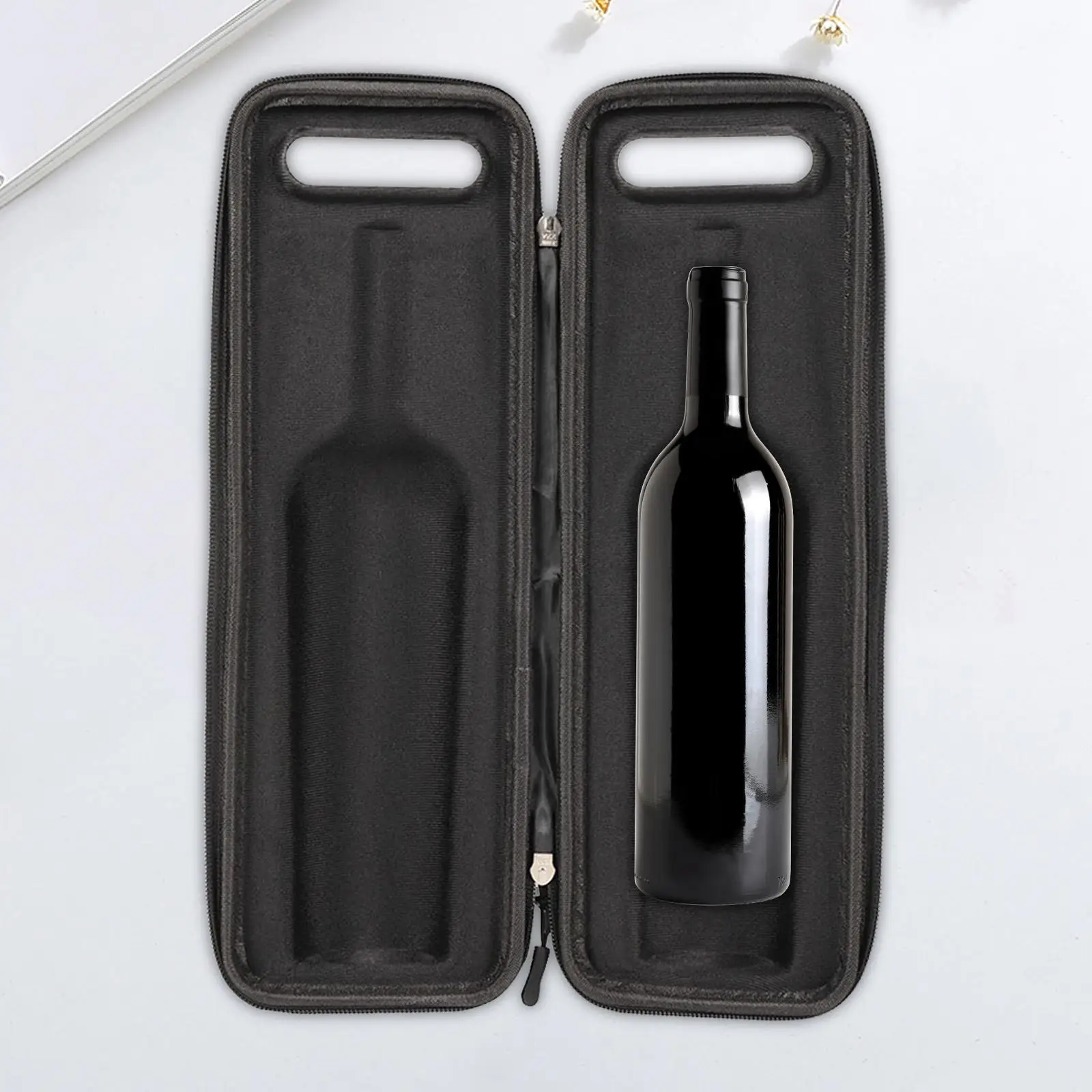 Single Bottle Wine Carrier Gift Party Packing Box with Zipper with Handle Picnic EVA Hard Case Organizer Wine Lovers Men Women