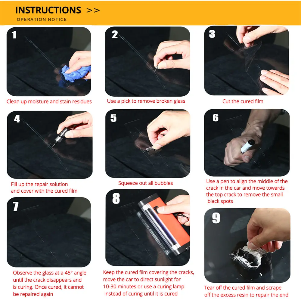 Car Windshield Glass Cracked Repair Agent Window Glass Scratch Nano Repairing Set Crack Restore Traceless Curing Glue Tools