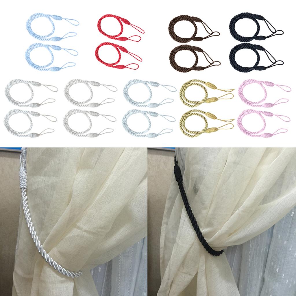 Description Picture 2 of item2 Pcs Rope Curtain Tiebacks Tassel Thick Twisted Cord Home Textiles Window Treatments Home Decoration Accessories