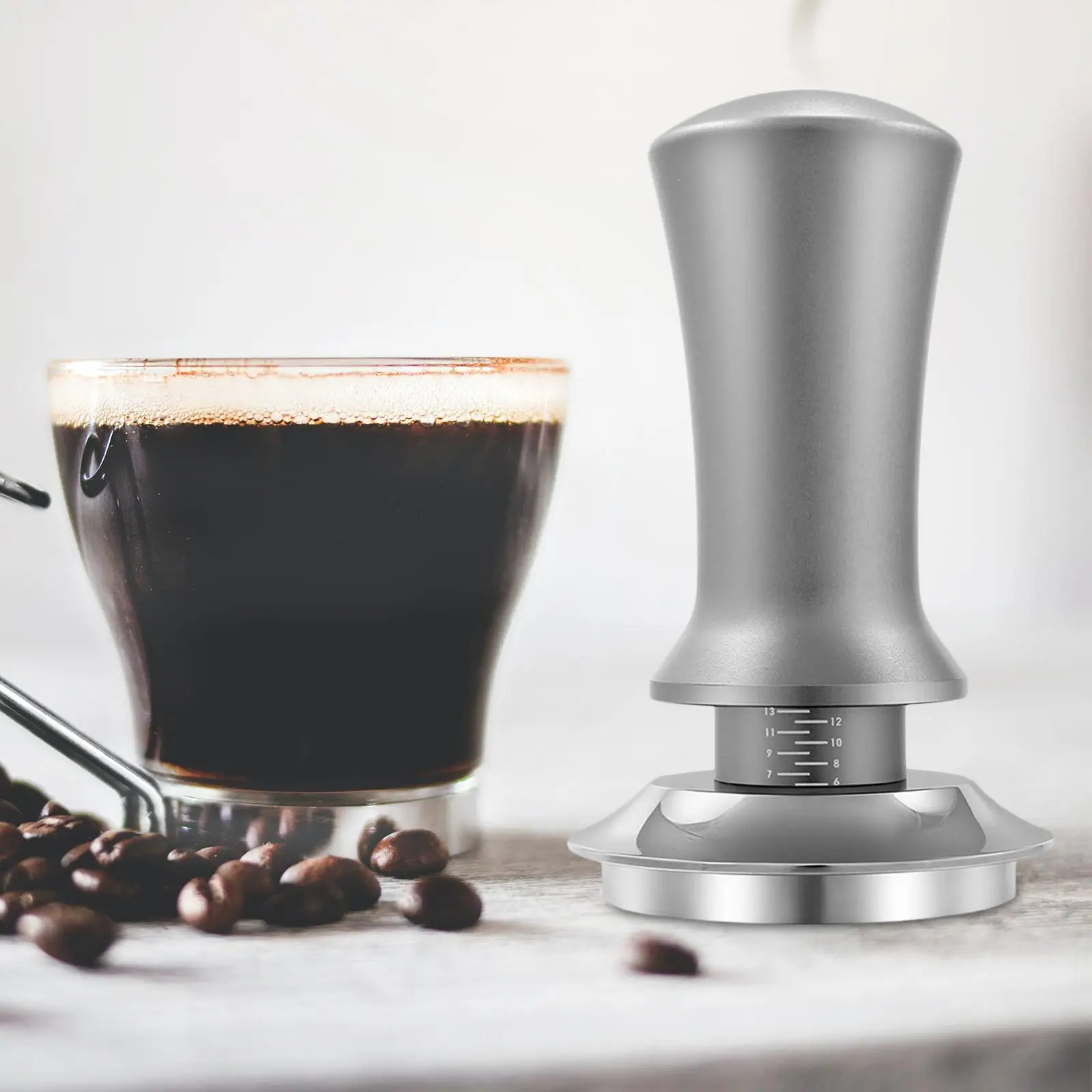 Stainless Steel Coffee Tamper Coffee Bean Pressing Tool with Flat base Kitchen Accessories Reusable for Home Office
