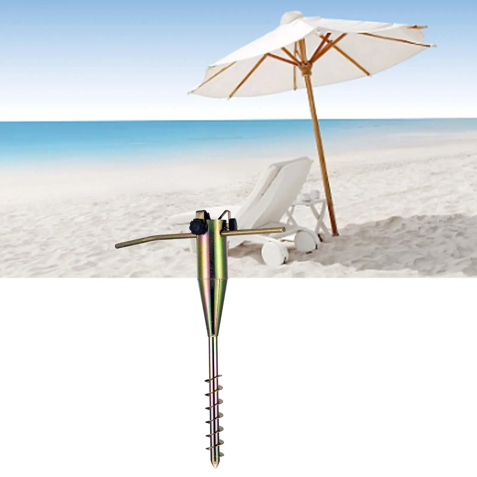 Beach Umbrella Holder Metal Parasol Anchor Ground Grass Auger Holder Stands