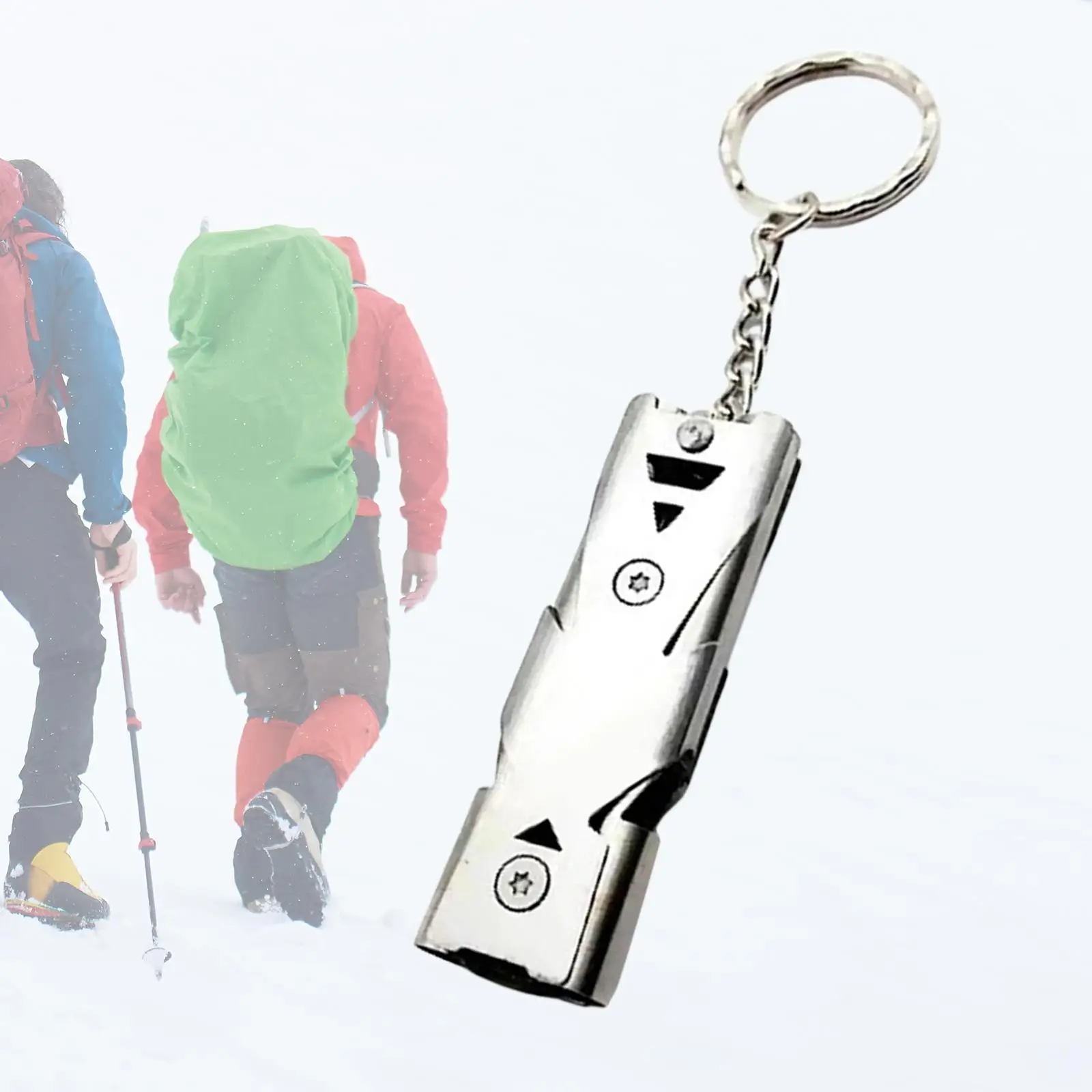 Portable Emergency Whistle, Double Tube with Key Chain High Decibel Equipment Accessory for Outdoor