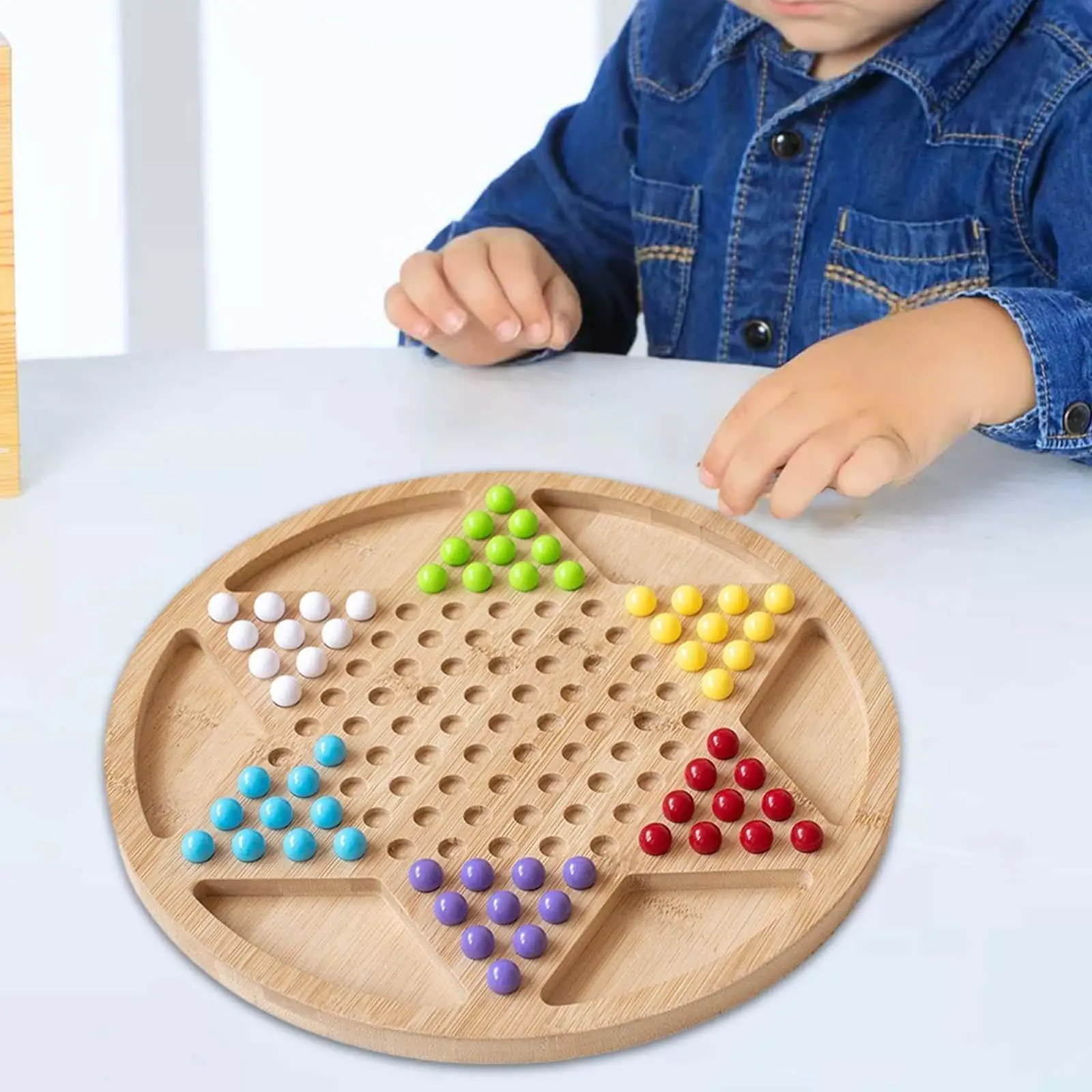 Chinese Checkers Game Set 29cm Family Board Game for Seniors Kids Boys Girls