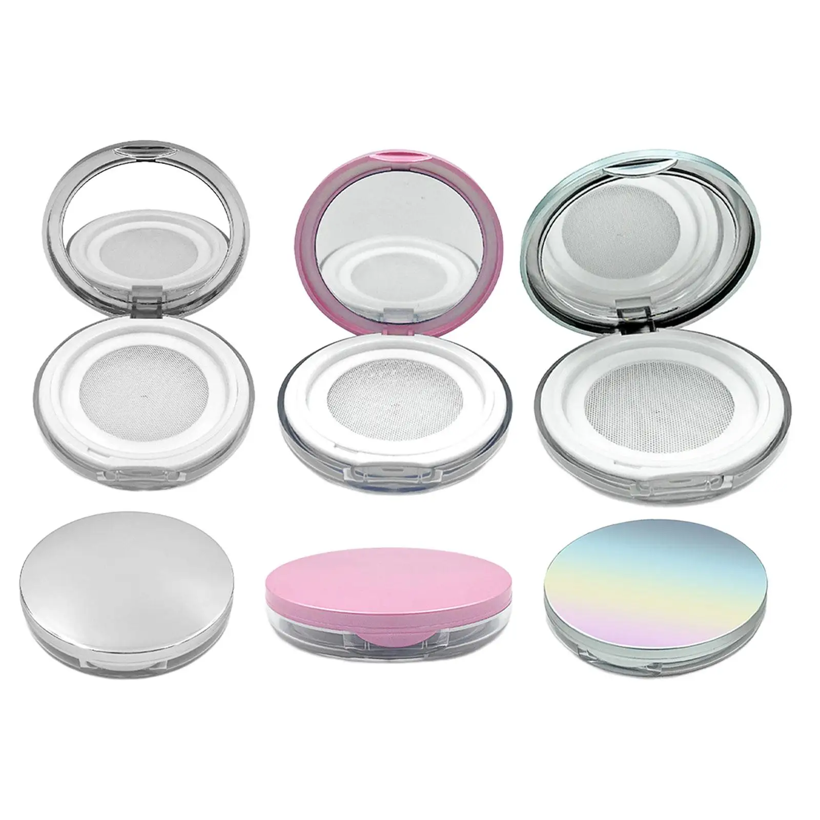 2 Pieces Makeup Loose Powder Case Container Compact 3G for Woman 7.6x1.6cm