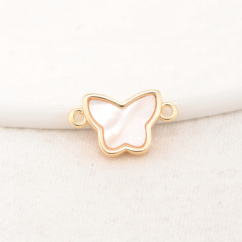 9.5*16MM 14K Gold Farbe Messing Shell Schmetterling 2 Löcher Verbinden Charms Anhänger Halskette Schmuck Machen Lieferungen diy Zubehör – Detail 3