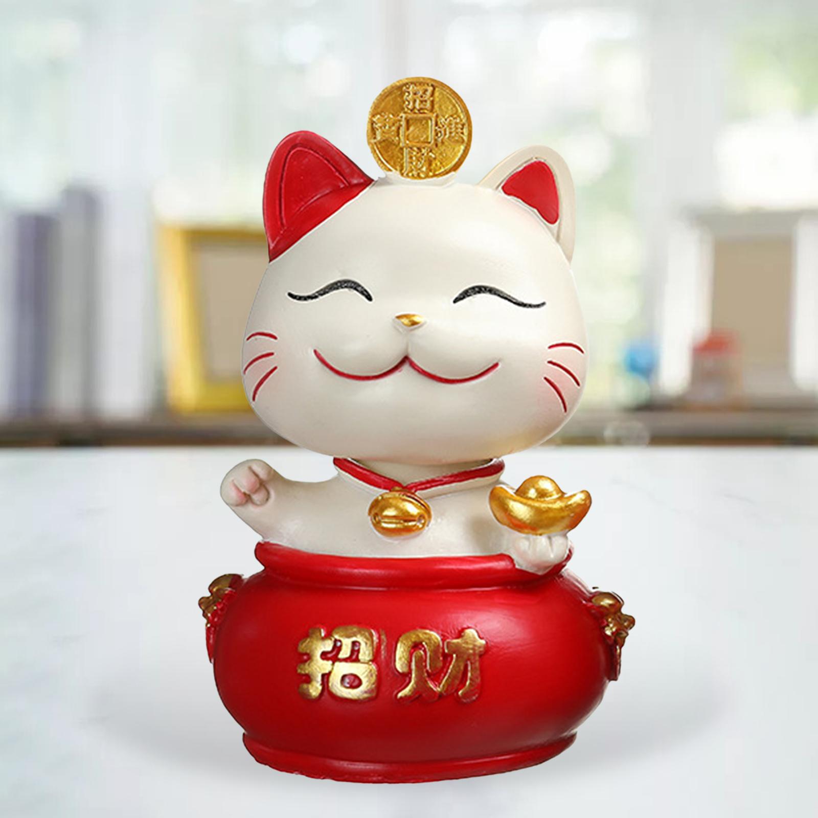 Adorable Solar Chubby Lucky Cat Bobblehead Doll Animal Figures for Car Dashboard Interior Home Office Decor Birthday Gift