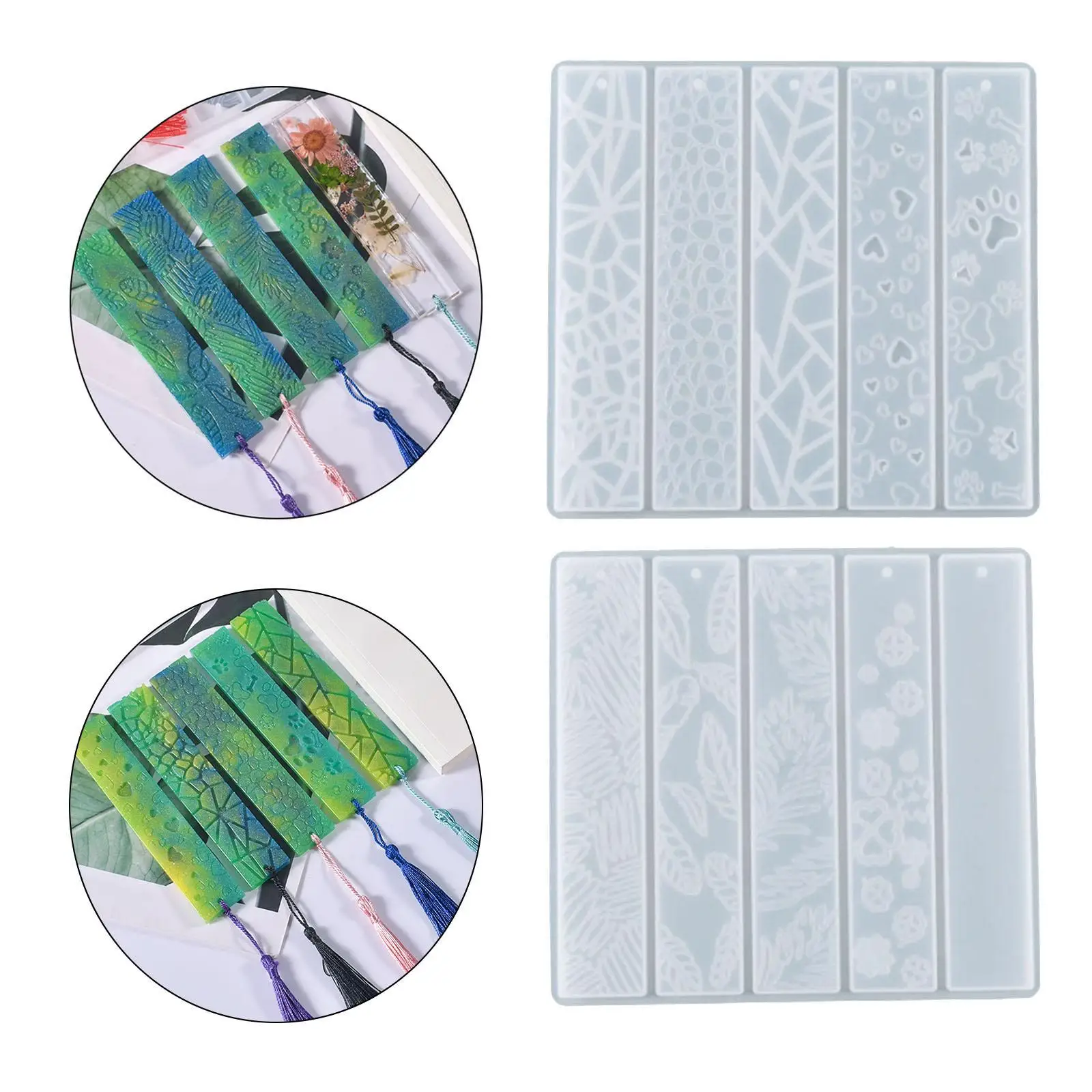 2 Pieces DIY Rectangle Bookmark Tools Jewelry Mould Kits Accessories Epoxy