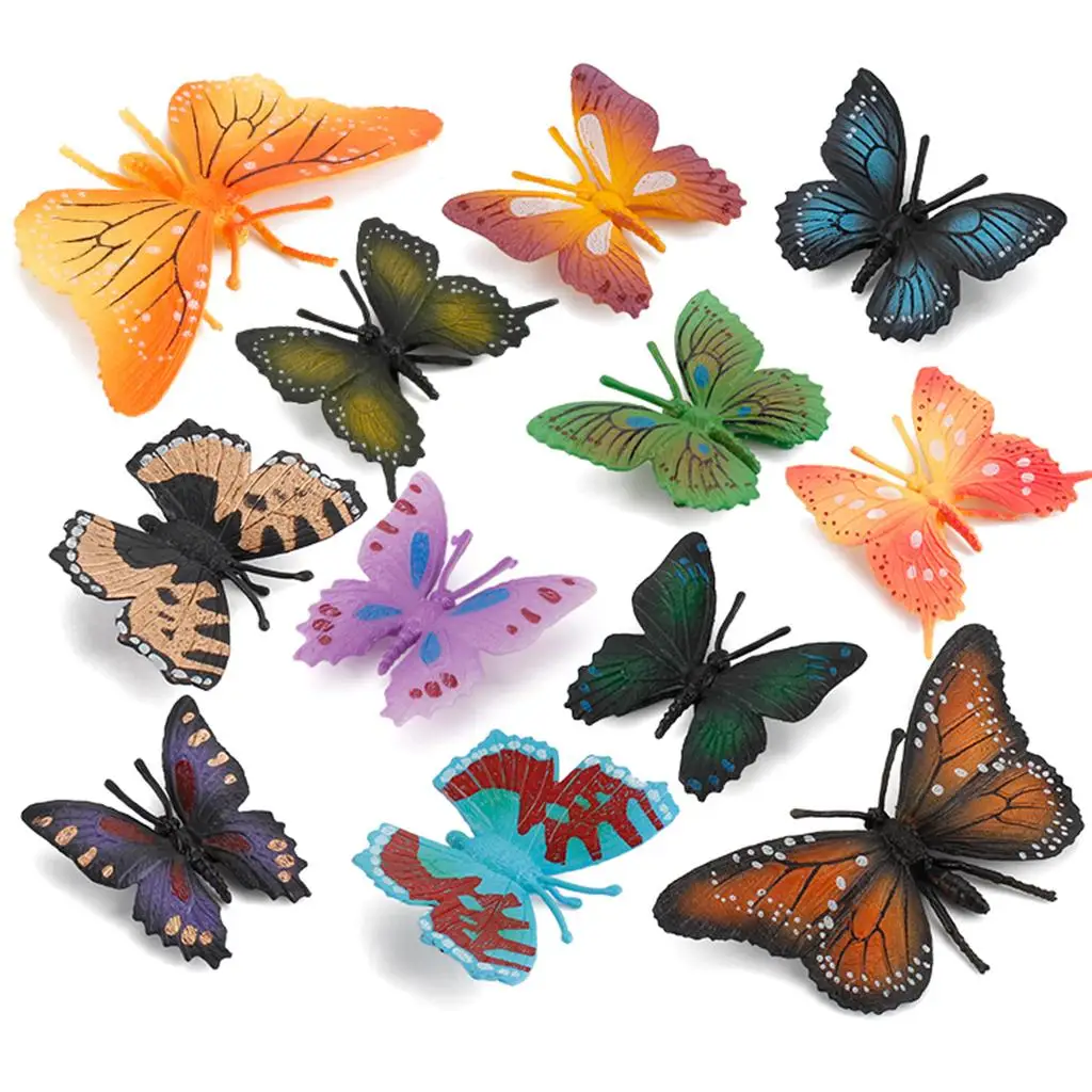 6PCS Plastic  Bugs Figure Toys Assorted  s Butterfly Model Gag Toys for Children Favors School Educational Toys