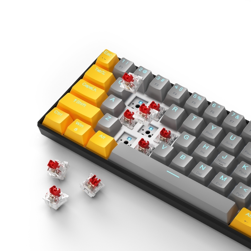 Hotswap Tipo-C Com Fio Gaming Ergonomia Teclado PBT Keycaps Para Gamer