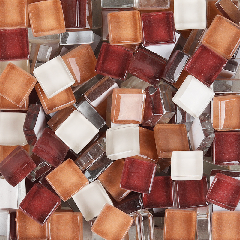 Description Picture 6 of item100g Glass Mosaic Tiles Colorful 1cm Square Mosaic Craft Materials for Children/Kids Multi Color Optional DIY Mosaic Stones arte