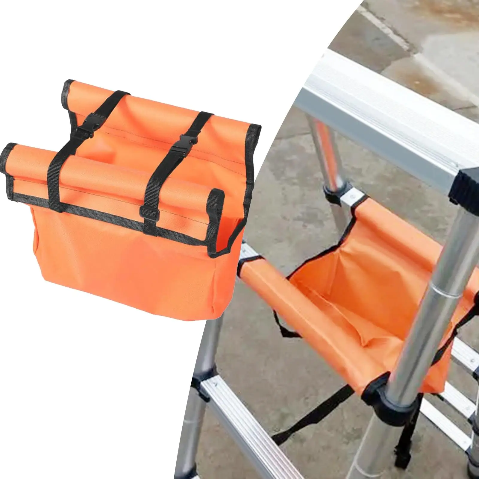 Foldable Extension Ladder Tool Hanging Bag 11.8inch Long Orange for Workshop