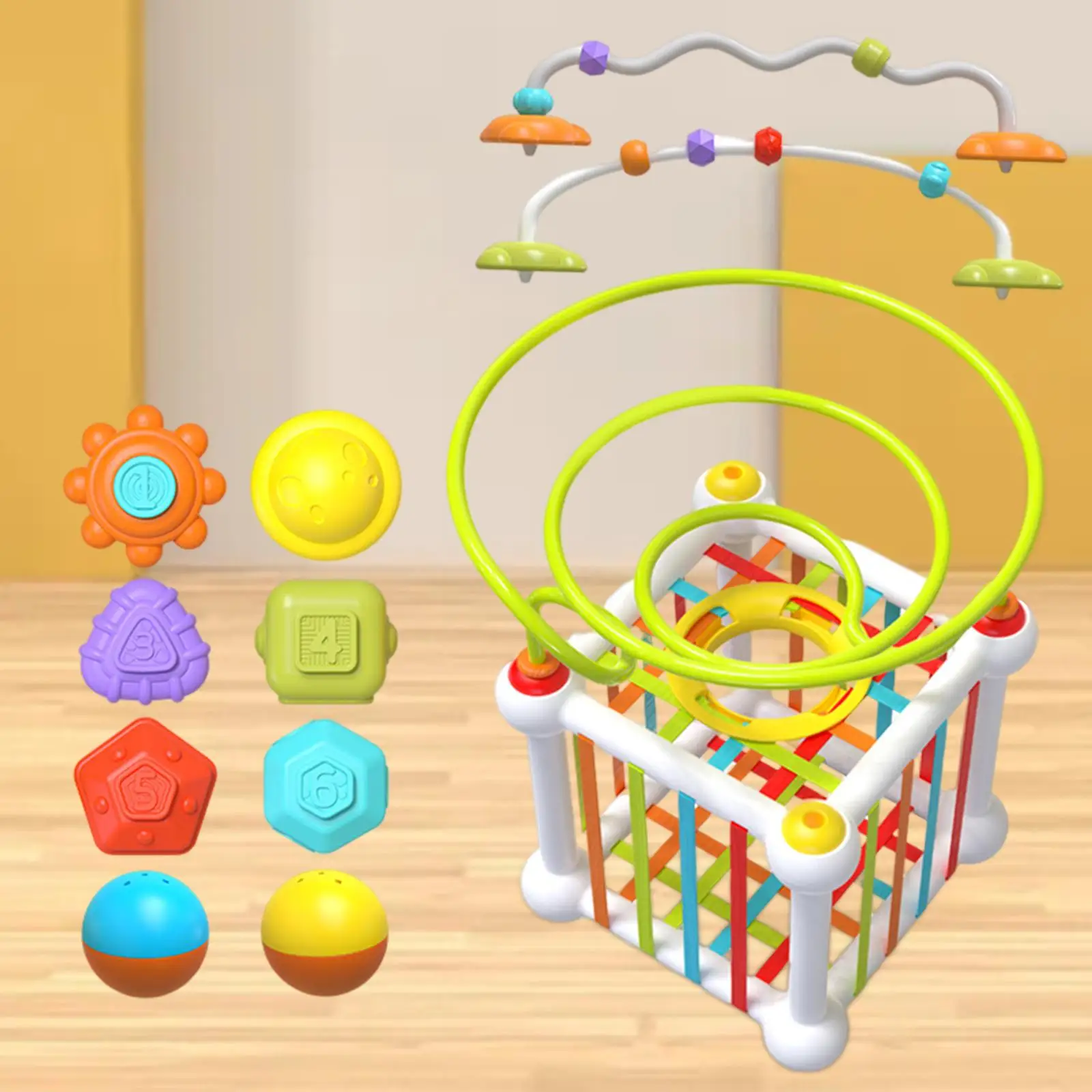 Montessori Shape Blocks Learning Textured Balls Sorting Games for Game Imagination Creativity Sensory Exploration Activity