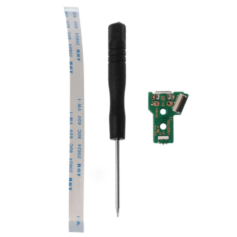 JDS-055 USB-Ladeans chluss buchse 12 Pin Flex band kabel mit Board & Schrauben dreher für Dualshock 4 Controller – Detail 2