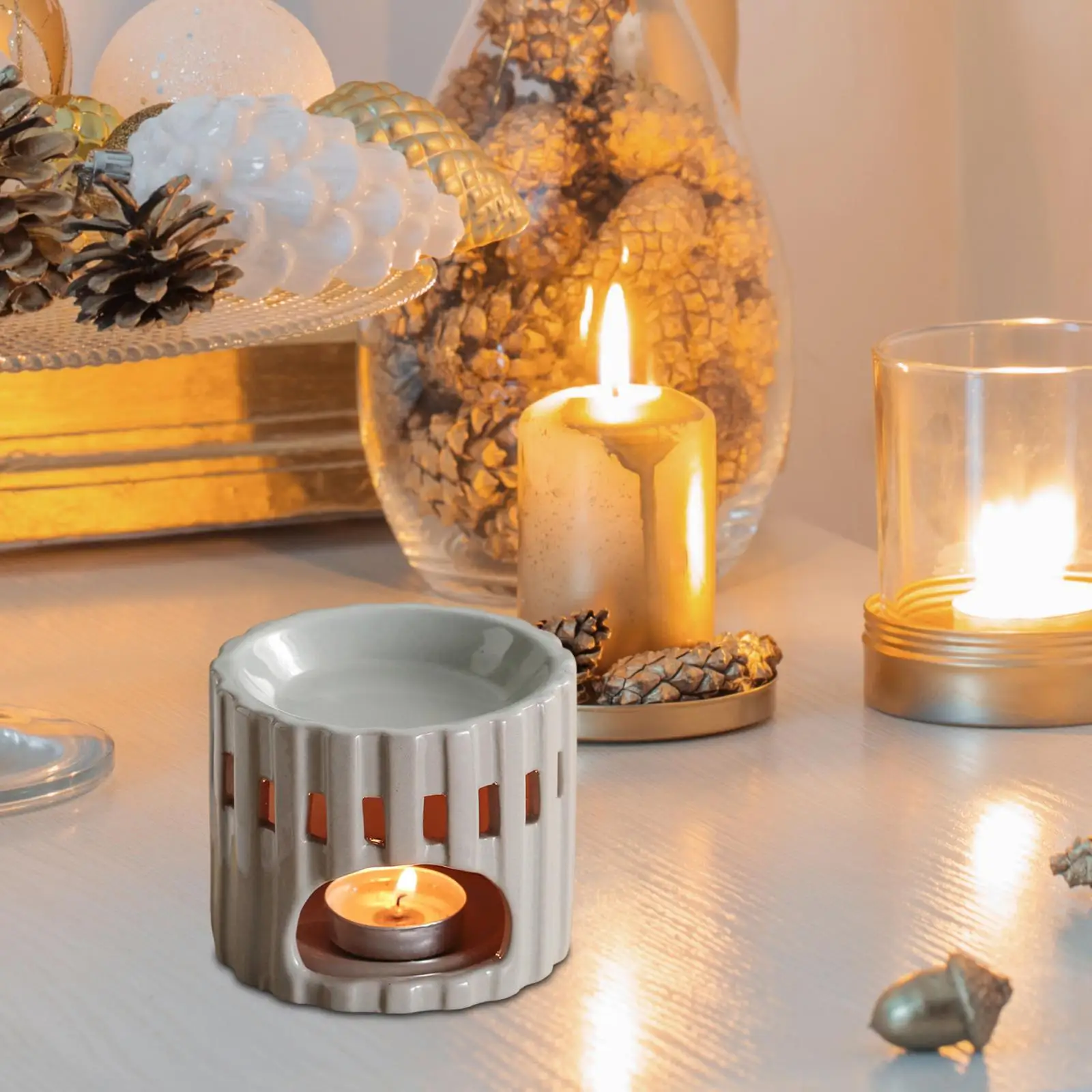 Ceramic Essential Oil Burner Tealight Candle Holder Desk Scented Melt Burner