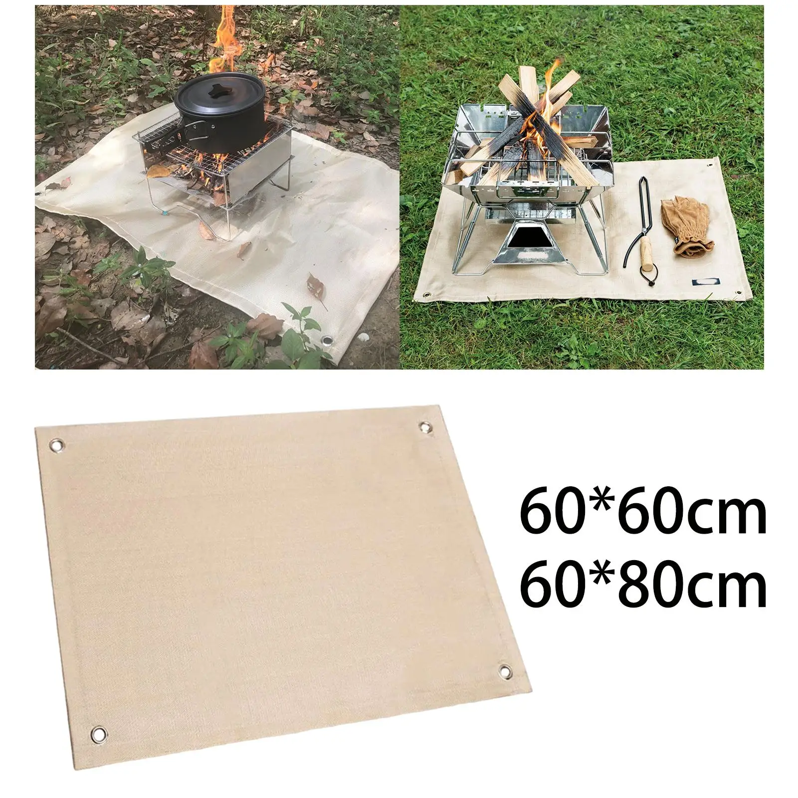 Camping Fire Blanket Shockproof High Temperature Resistant Anti Scald Fireproof Mat for Picnics Lawn Outdoor Activities Deck BBQ