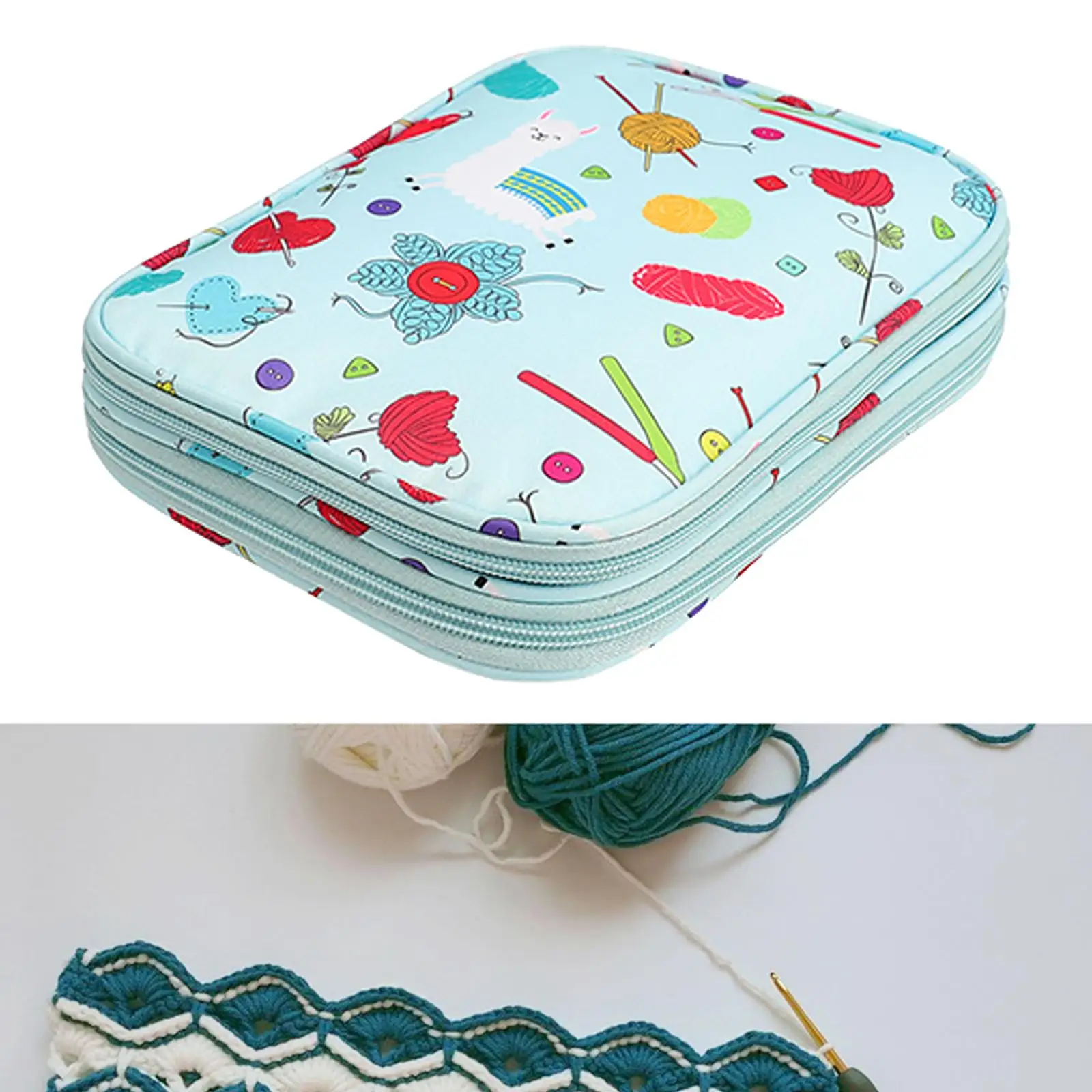 Travel Knitting Needle Case Pouch Organizer Durable Compact Versatile with Mesh Pockets for Carrying Various Crochet Needle