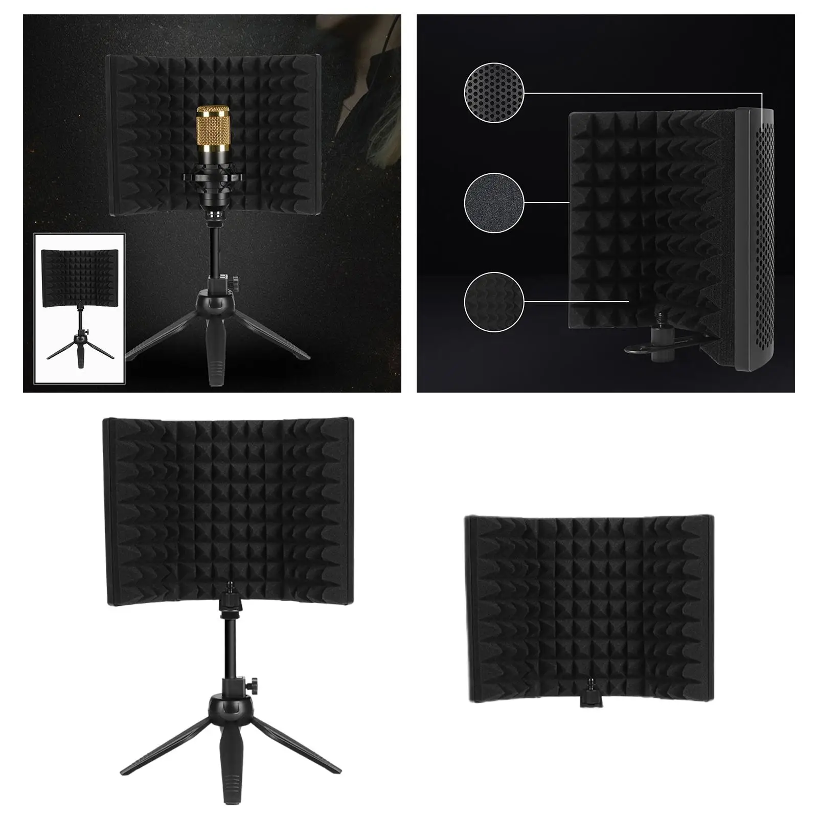 Recording Microphone Isolation Shield, High Density Sound Proof Absorbing Foam Studio Acoustic Treatment Equipment Mics Vocal
