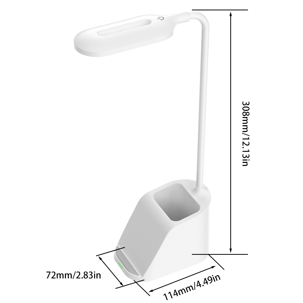 Новая настосветильник лампа с регулируемой яркостью с беспроводным зарядным  устройством и держателем для ручки, Гибкая Настольная лампа с гусиной шеей,  светильник, сенсорный стол управления | AliExpress
