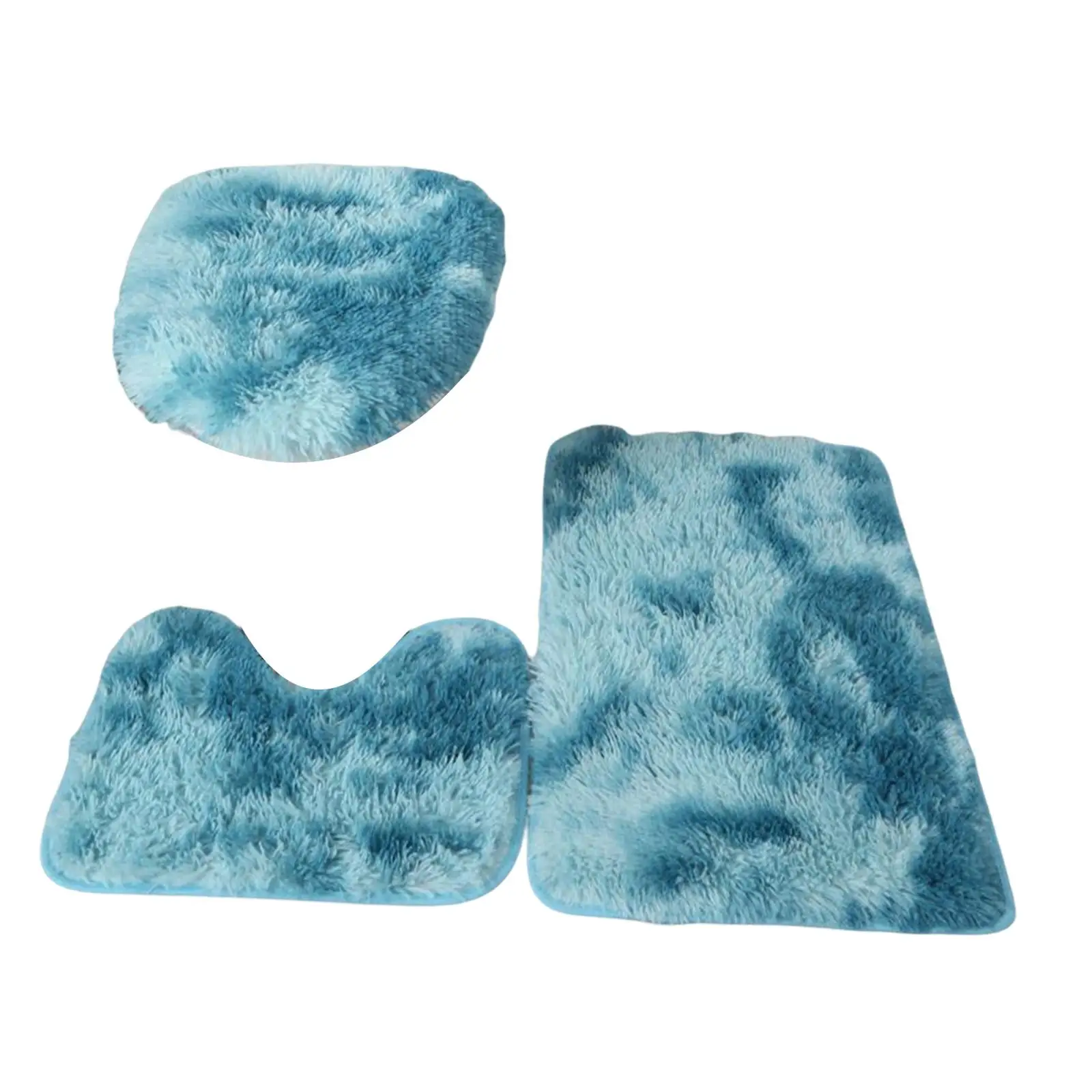 3x Bath Mats Set for Bathroom with Toilet Lid Cover Absorbent Suit Absorbent Three Piece Toilet Set for Shower Bathroom Floors