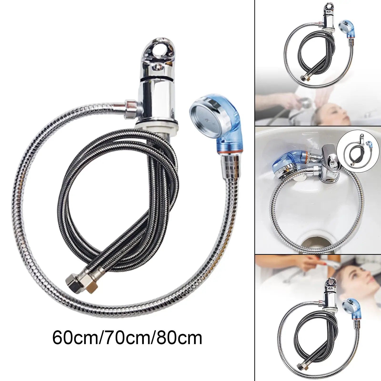 MagiDeal Salon Shampoo Unit Bowl Sink Faucet Spray Hose Set Hot and Cold Water Supply Kit 80cm 