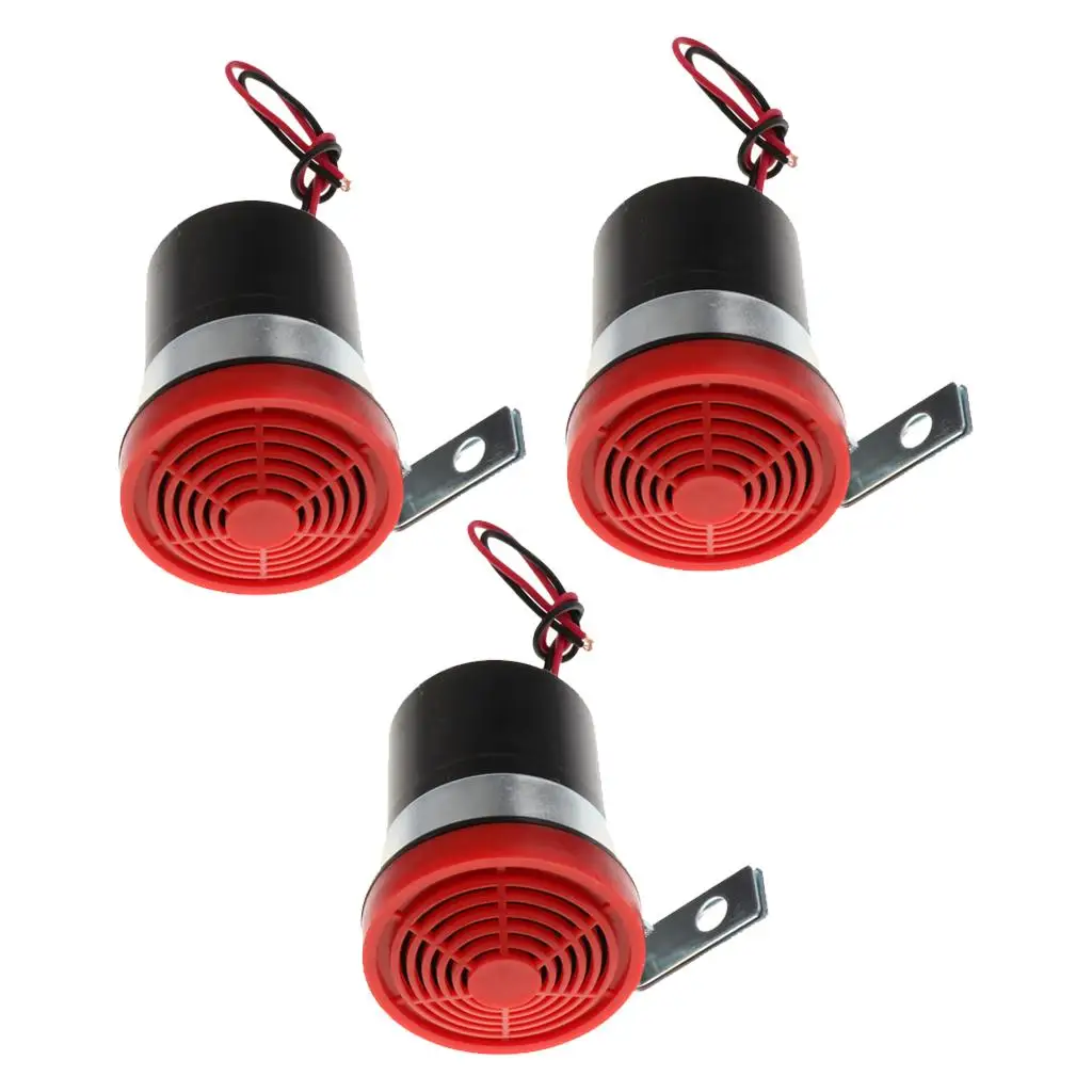 3x DC 12V 24V Auto Warning   Alarms  Warning Sound Beep Reverse  Slim Invisible Horn Car Accessories Red