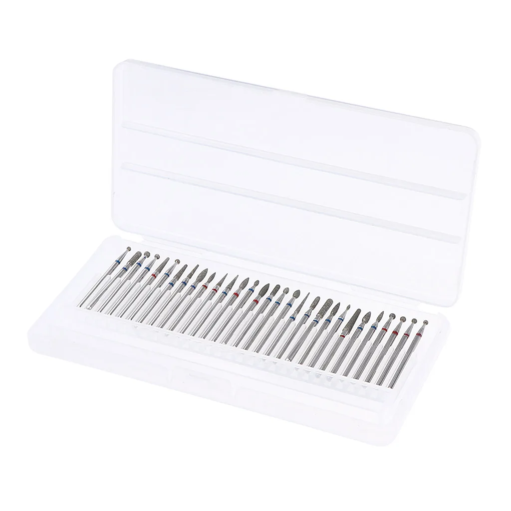 30 Sizes 3/32  Bits for Electric Carbide Rotary Manicure Pedicure  Tools with Dust-Storage Case