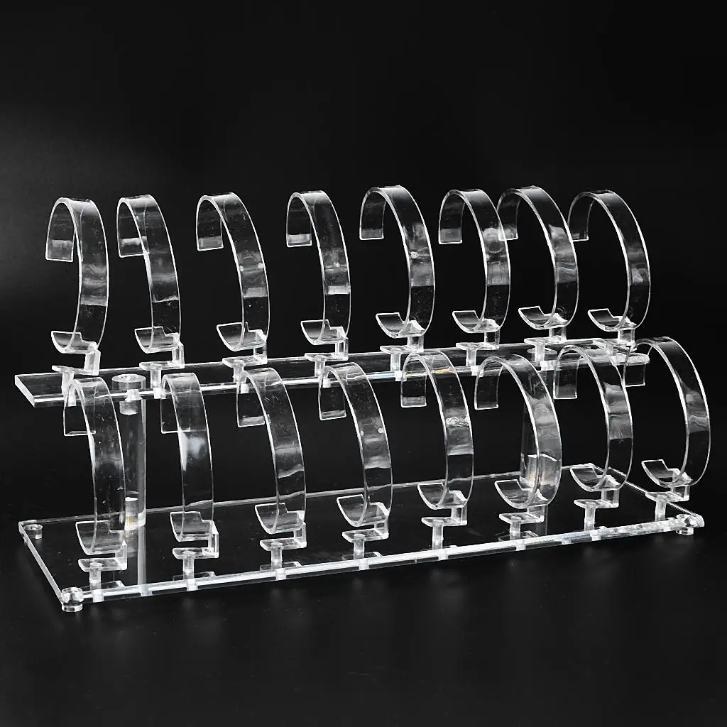 Acrylic 2-Tier Jewelry Wrist Watch Displays Rack Holder Case Stand Tool Bracelet Jewelry Packaging Stand