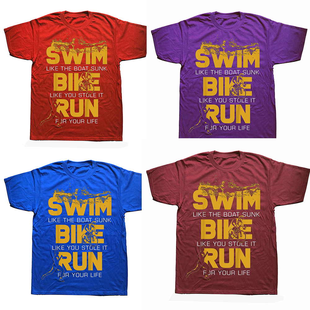 Neuheit Triathlon Schwimmer Fahrrad Laufen T Shirts Streetwear Kurzarm Geburtstag Geschenke Sommer Stil T-shirt Herren Kleidung – Detail 3