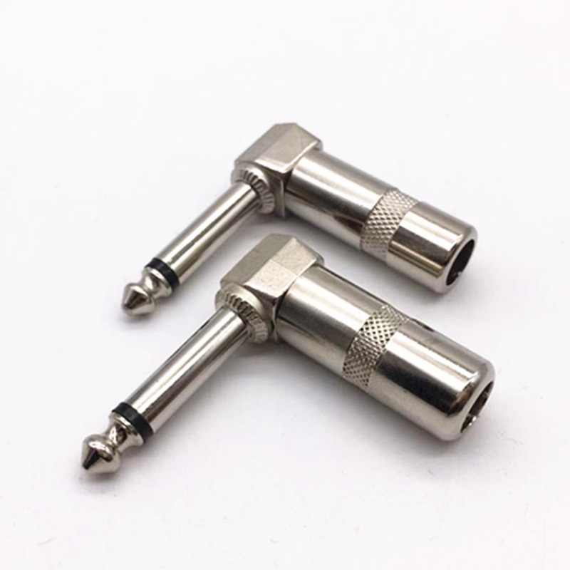 1Pcs 1/4 "TS Rechtwinklig Stereo Mono Telefon Stecker 6,35mm Jack Ellenbogen mit Frühling Effekte Pedal Mikrofon MIC stecker – Detail 2