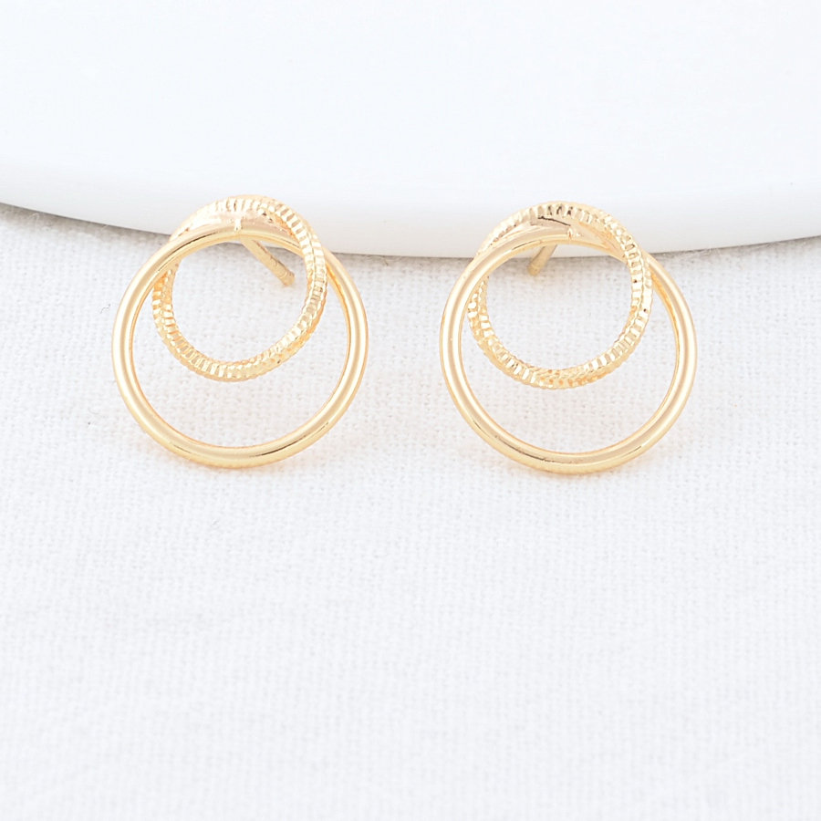 14.5*16mm 14 Karat vergoldet Messing runde Ohr stecker Stifte hochwertige DIY Schmuck Befunde Zubehör – Detail 6