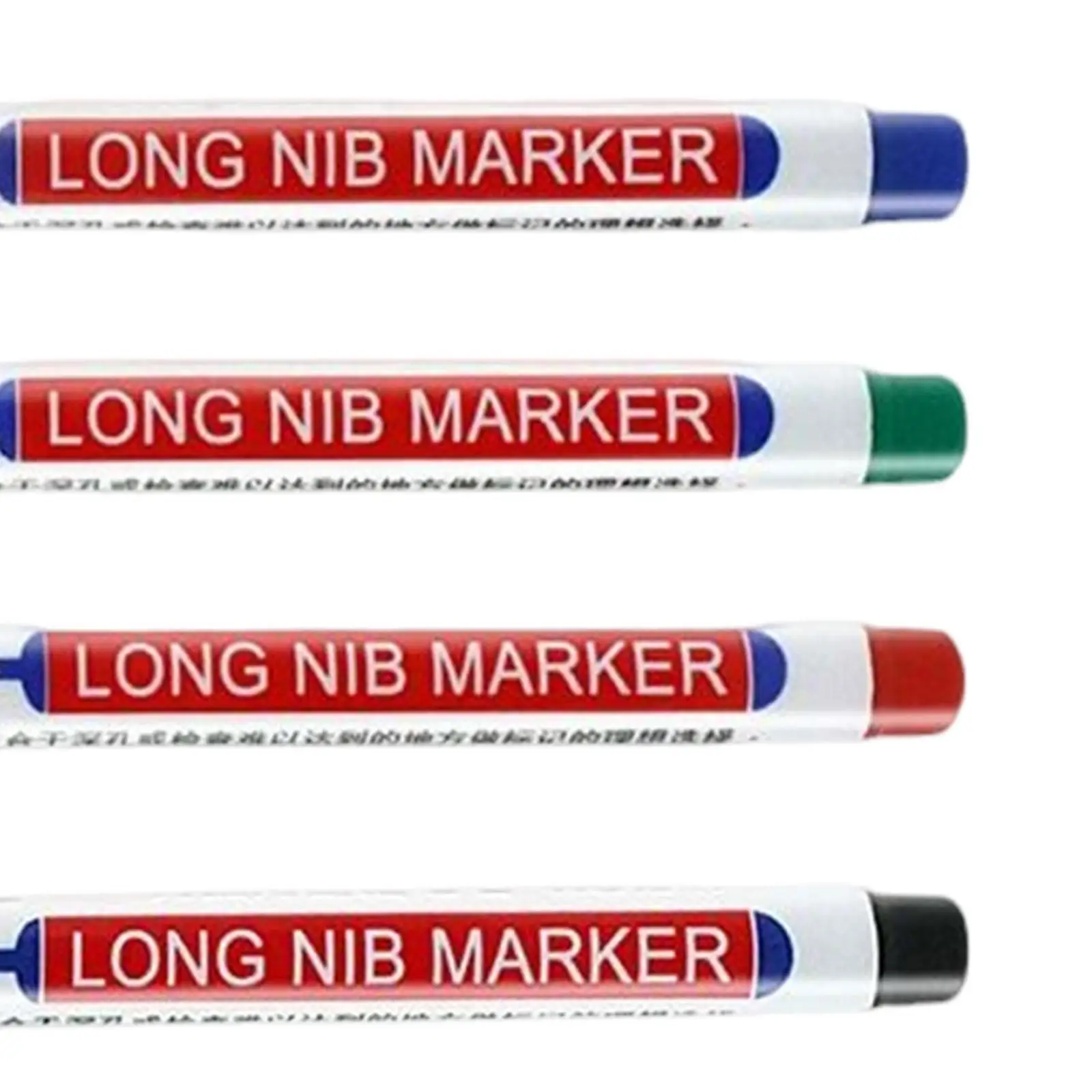 4x Long Head Deep Reach Markers Woodworking Multipurpose Waterproof Long Nosed Marker Pen for Ceramic Metal Hardware Drafting