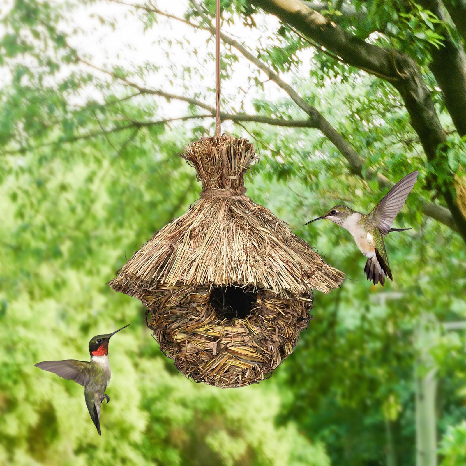 Hand Woven Birds Cage Nest Decor Roosting Pet Bedroom Bird House for Hummingbird Hamster Squirrel Parrots Pigeons Owls