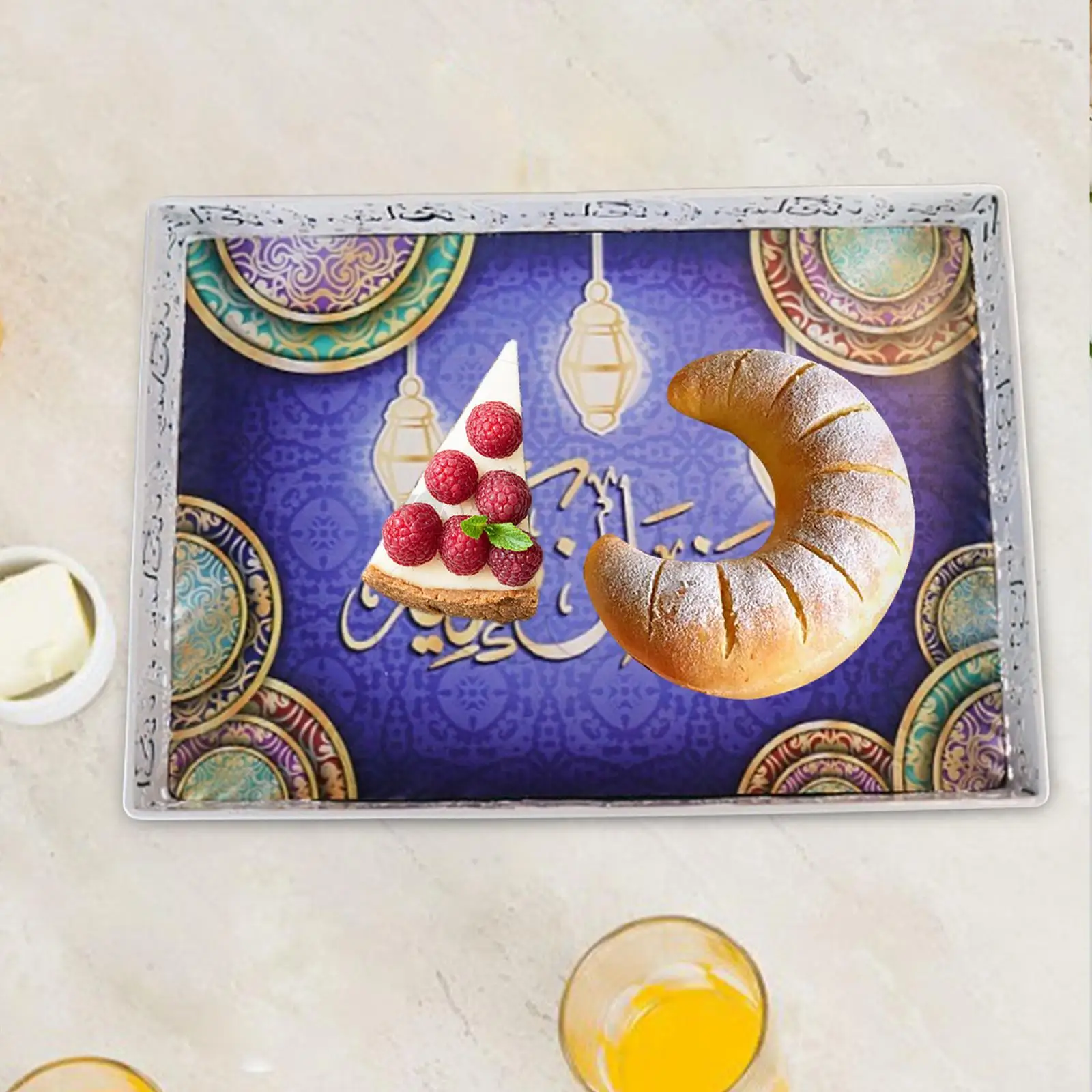 Ramadan Serving Trays Dining Room Trays Fruit Snack Serving Plates for Festival Centerpiece Ramadan Muslim Table Housewarming
